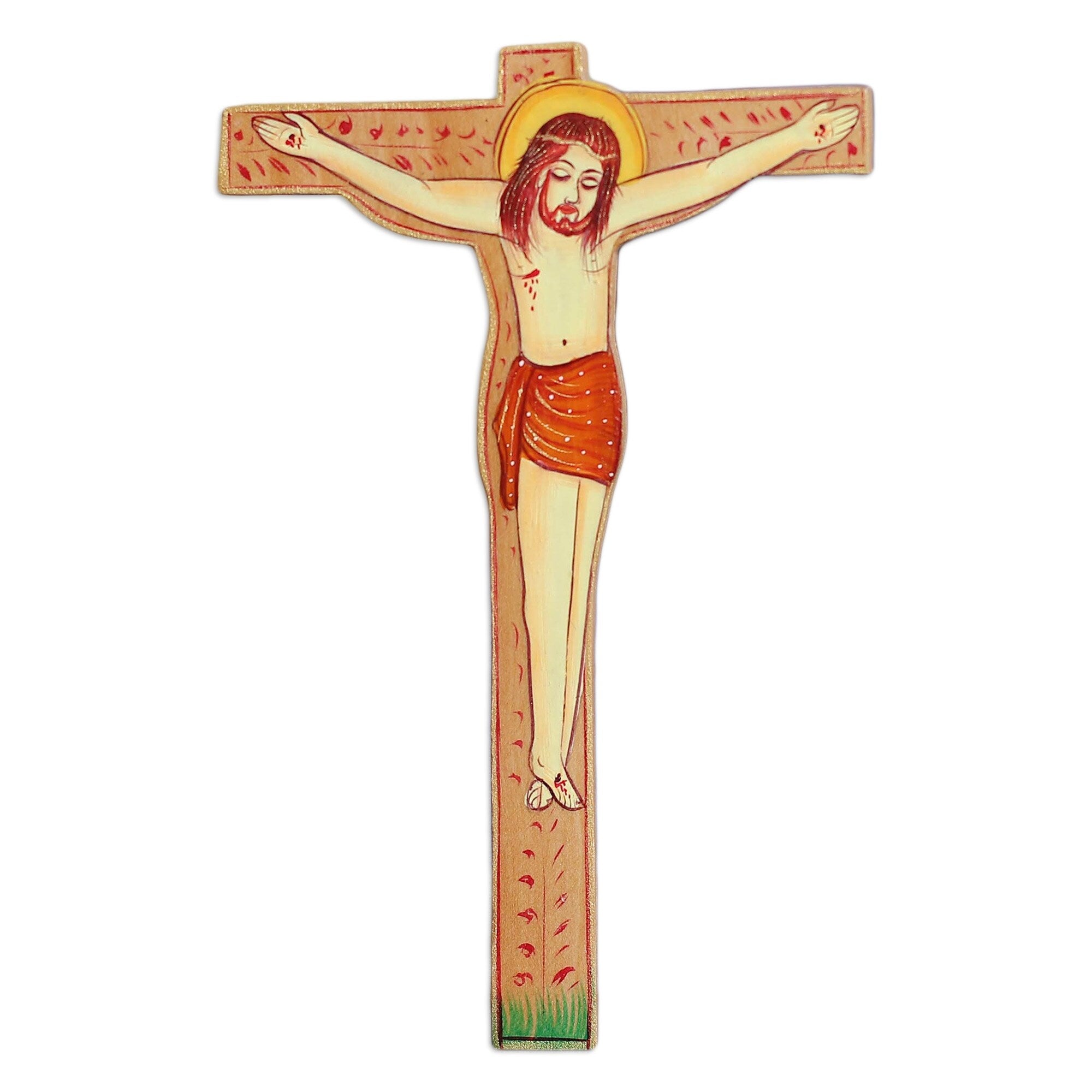 Novica Handmade Sacred Crucifixion Wood Magnet