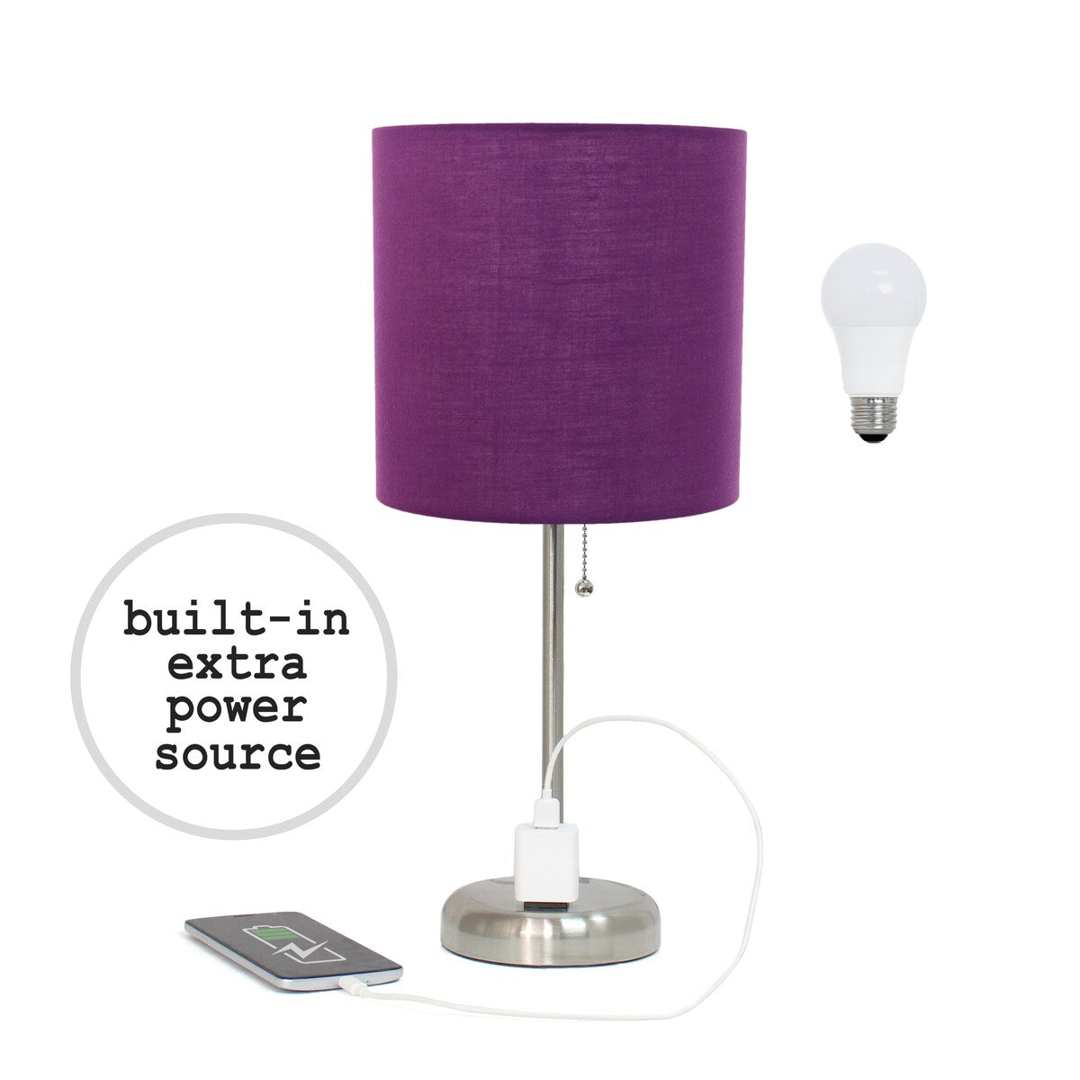 Simple Designs 9.5 Desk Lamp with Charging Outlet and LED Bulb Included - 19.50