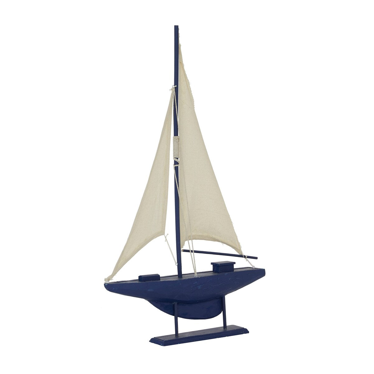 Wood Sail Boat Decorative Sculpture with Lifelike Rigging - Dark Blue - Roche River Decor