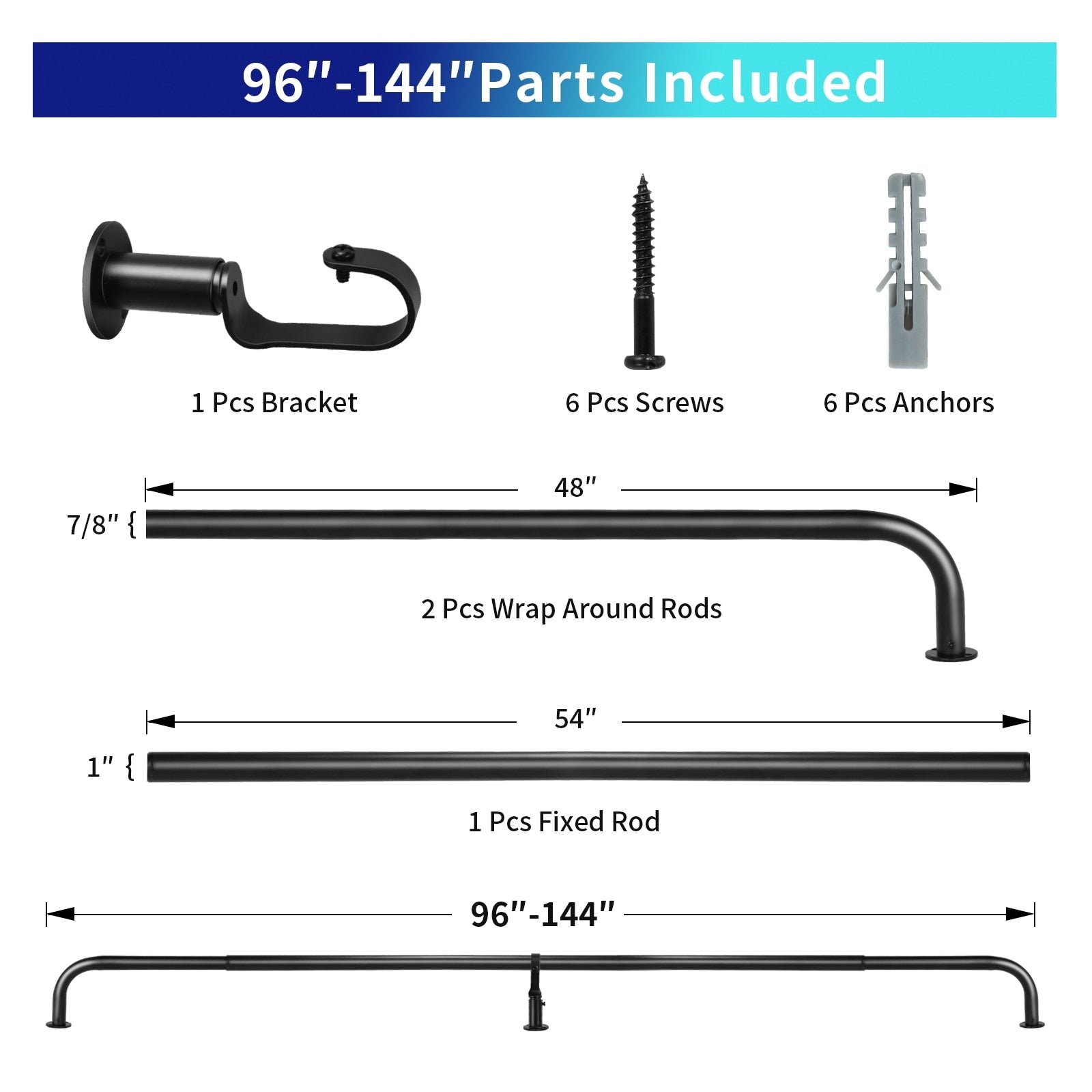 Energy-saving Wraparound Adjustable French Blackout Curtain Rod Set