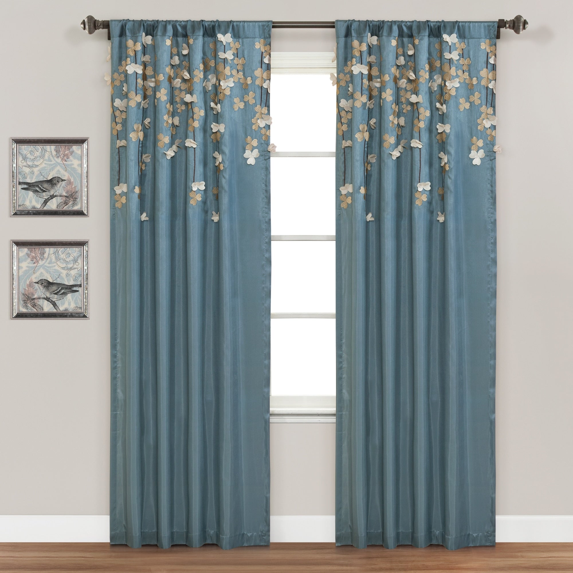 Lush Decor Weeping Flowers Room Darkening Curtain Panel Pair