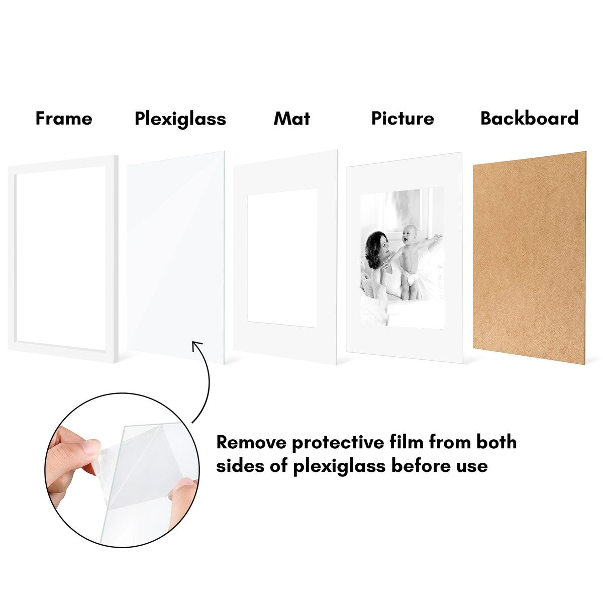 Americanflat 5 Pack of Picture Frames with Mat - Plexiglass Cover