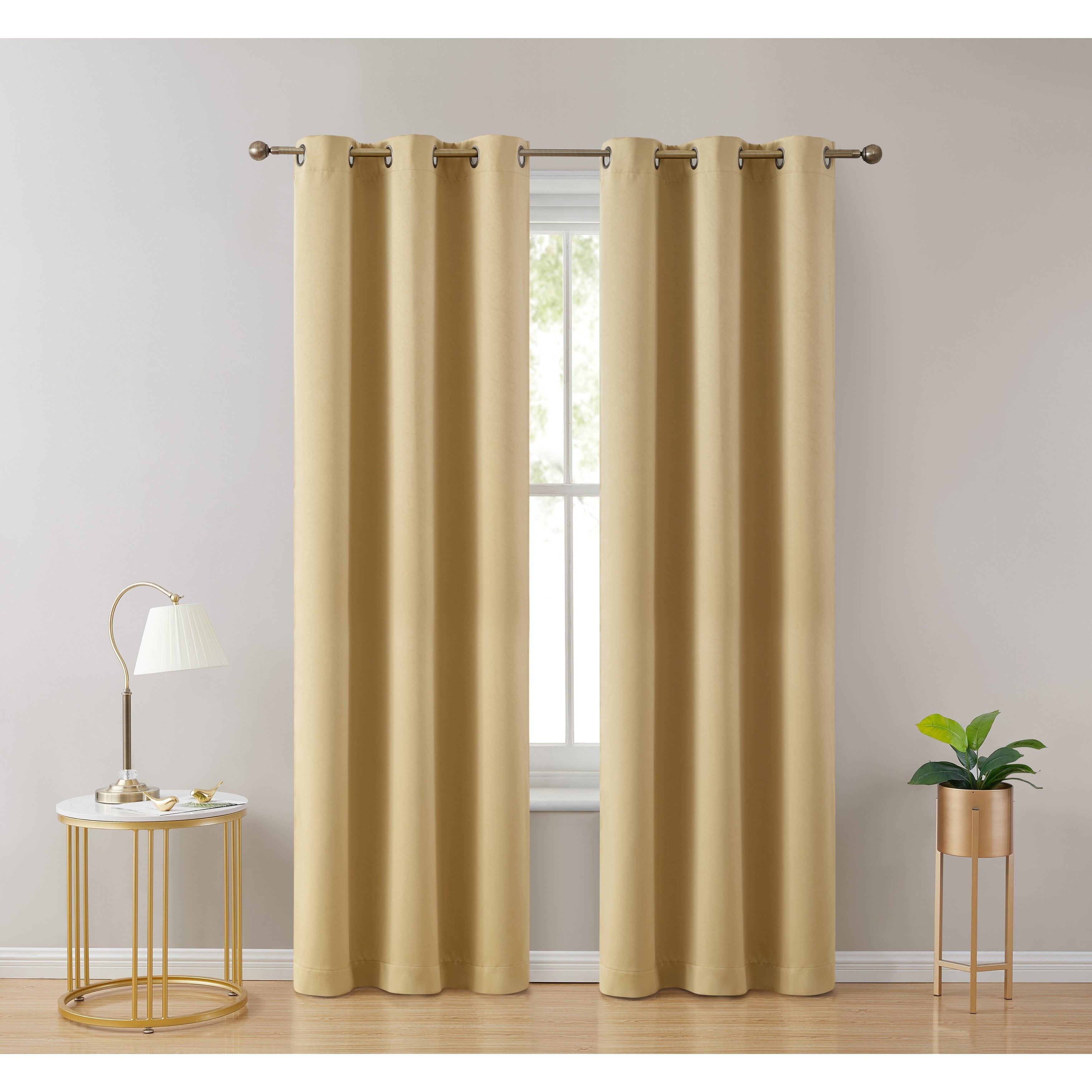 HLC.me Laurance 100% Blackout Curtains - Thermal Insulation Energy Efficient Grommet Window Curtains, Set of 2