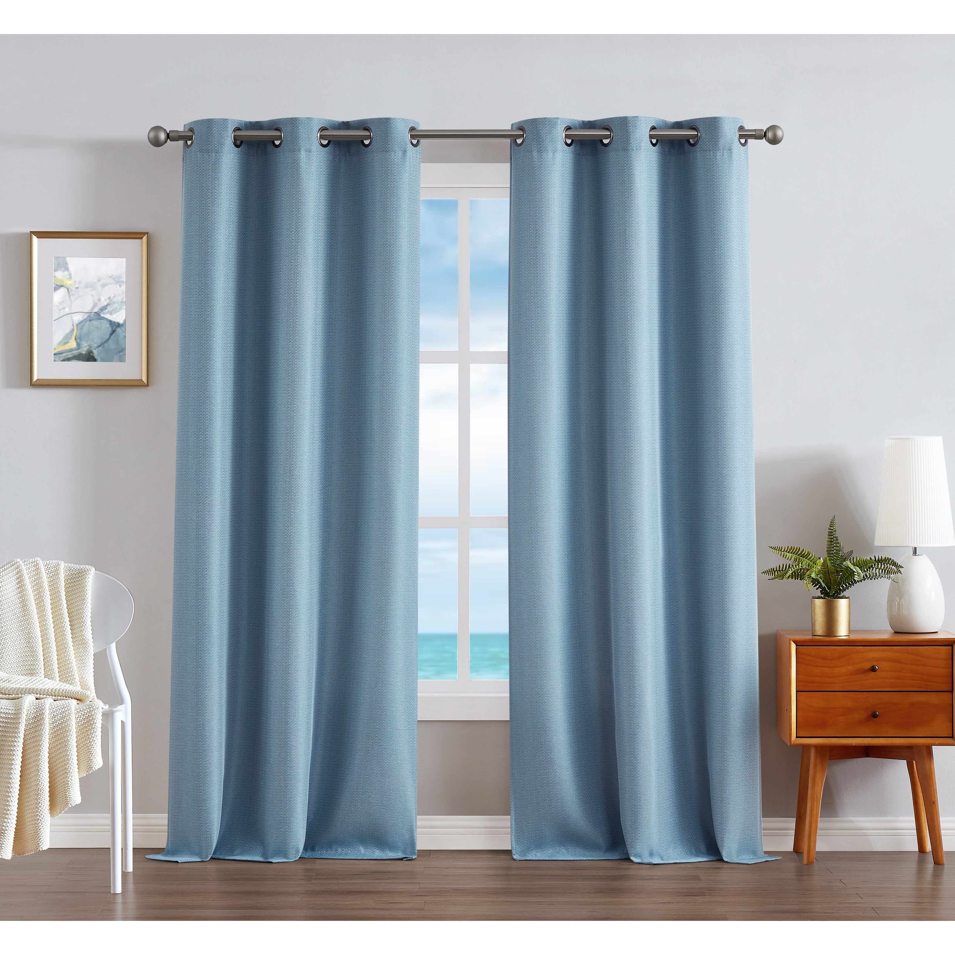 Nautica Milton Thermal Woven Room Darkening Grommet Window Curtain Panel Pair