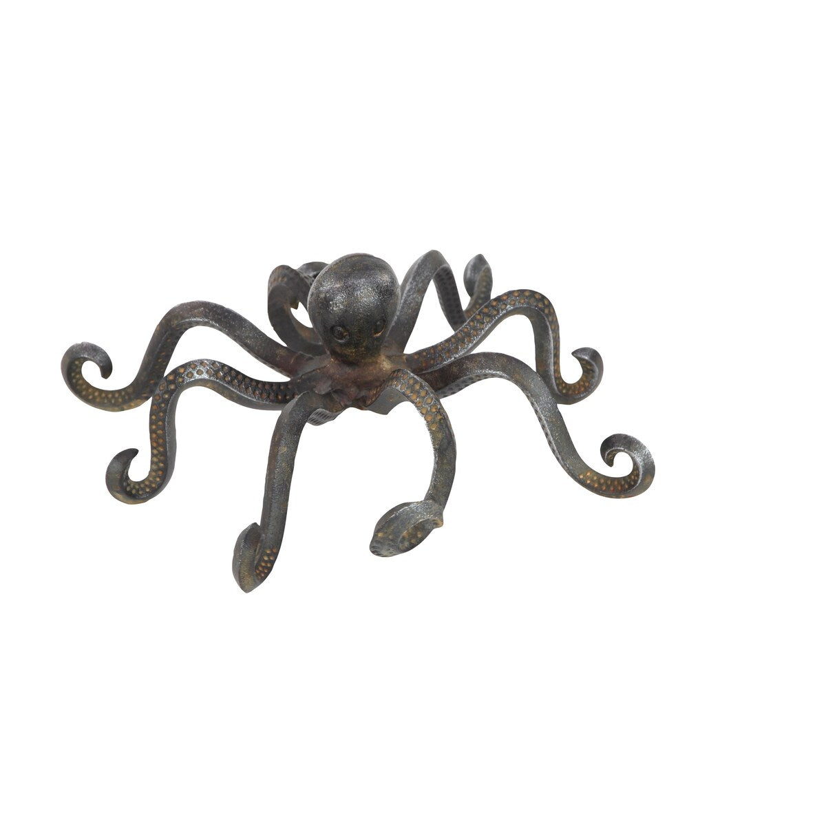 Metal Octopus Decorative Sculpture with Long Tentacles and Suctions Detailing - Black - Roche River Decor