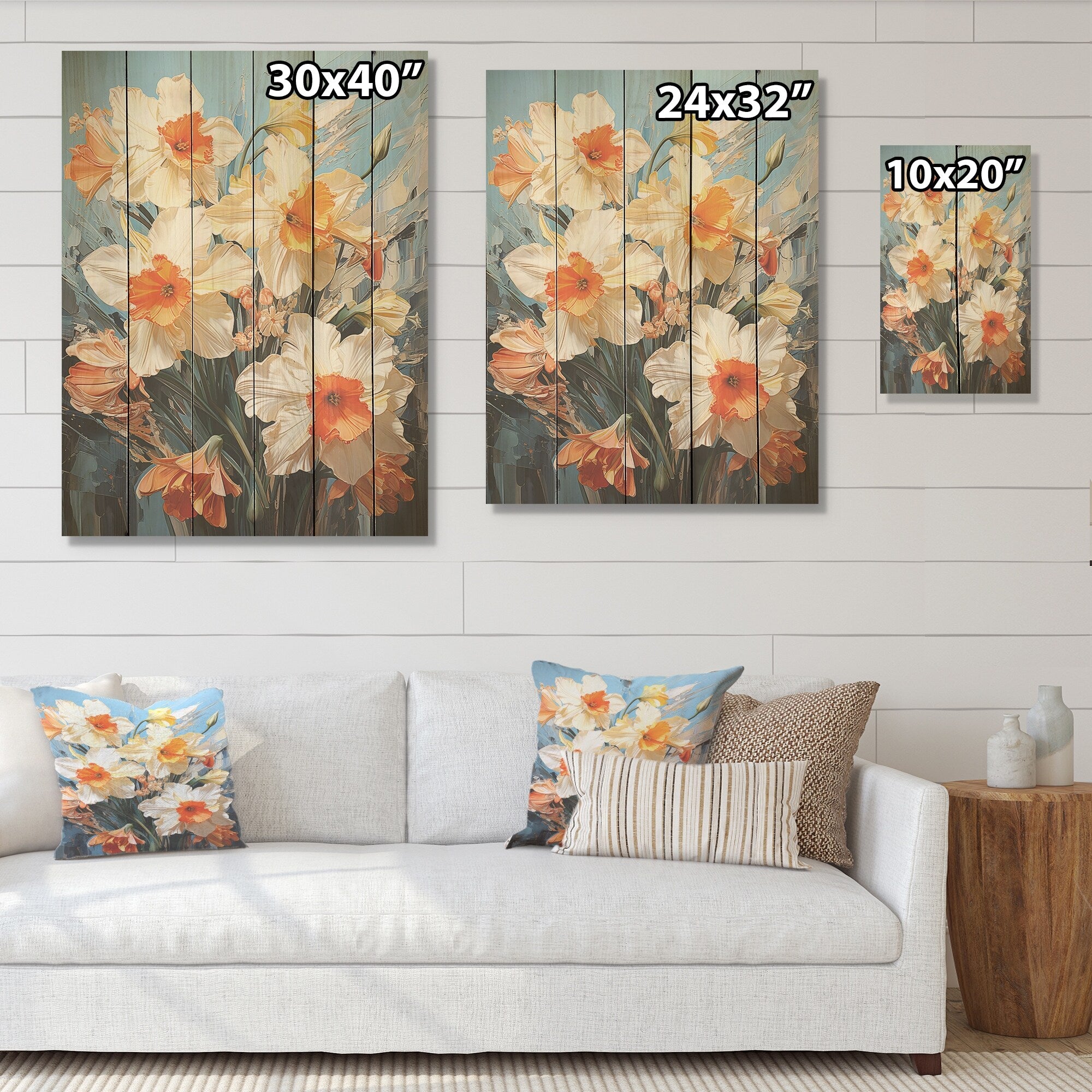 Designart Fauvist Verve Daffodils Brushwork I Daffodils Wood Wall Art - Traditional Wood Panel On Natural Pine Wood