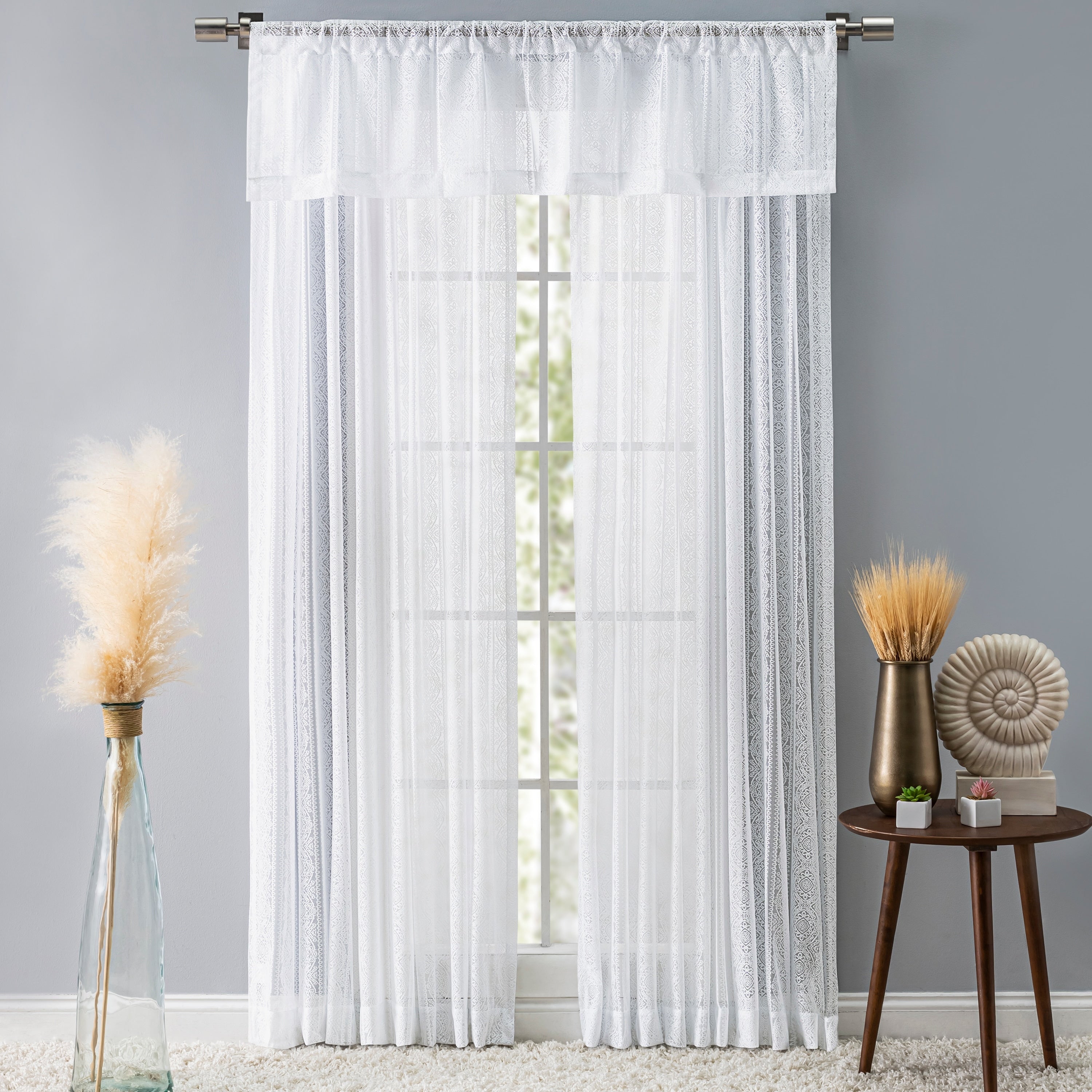 Stripe Lace Gorgeous Sheer Rod Pocket Panel