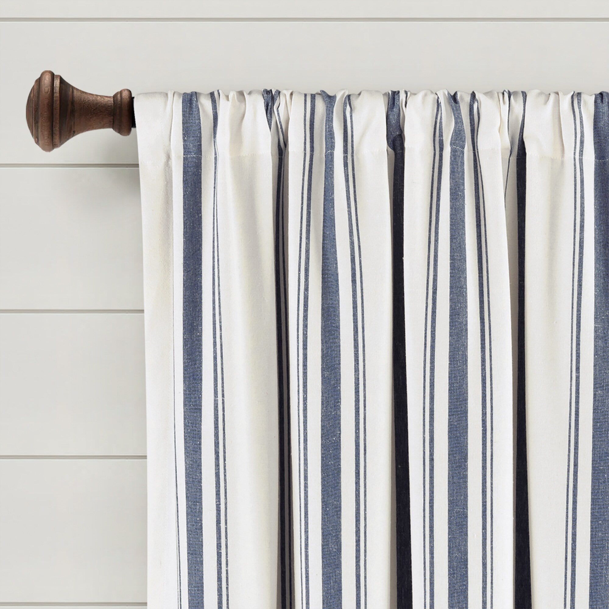 Lush Decor Farmhouse Stripe Yarn Dyed Cotton Window Curtain Panel Pair