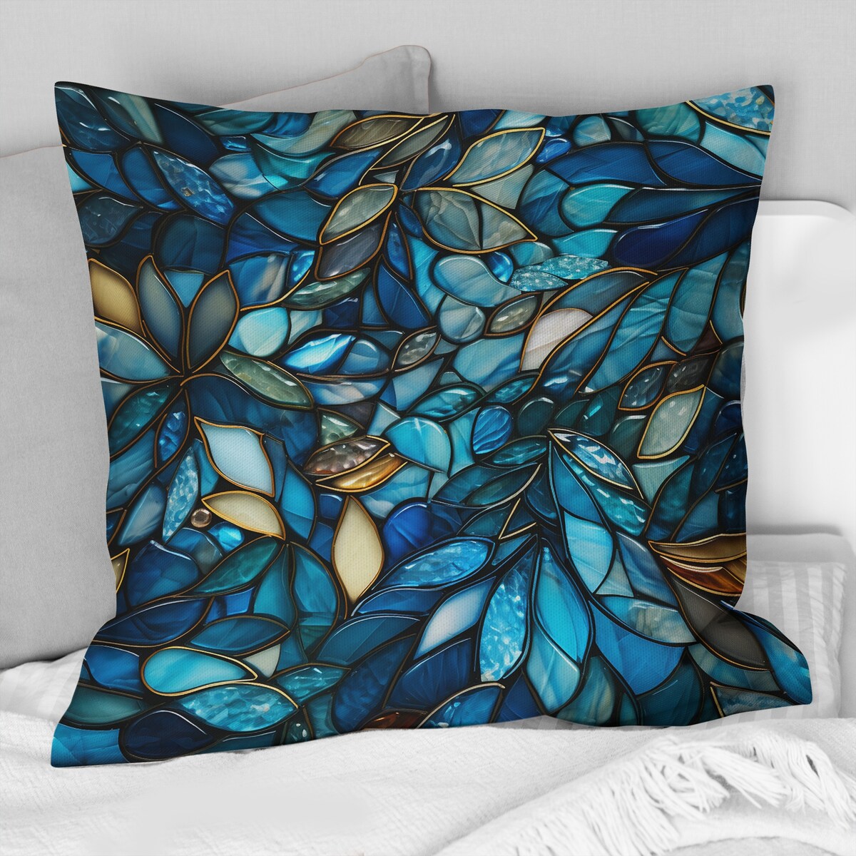 Designart Ocean Mosaic Tropical Pattern Tropical Printed Throw Pillow