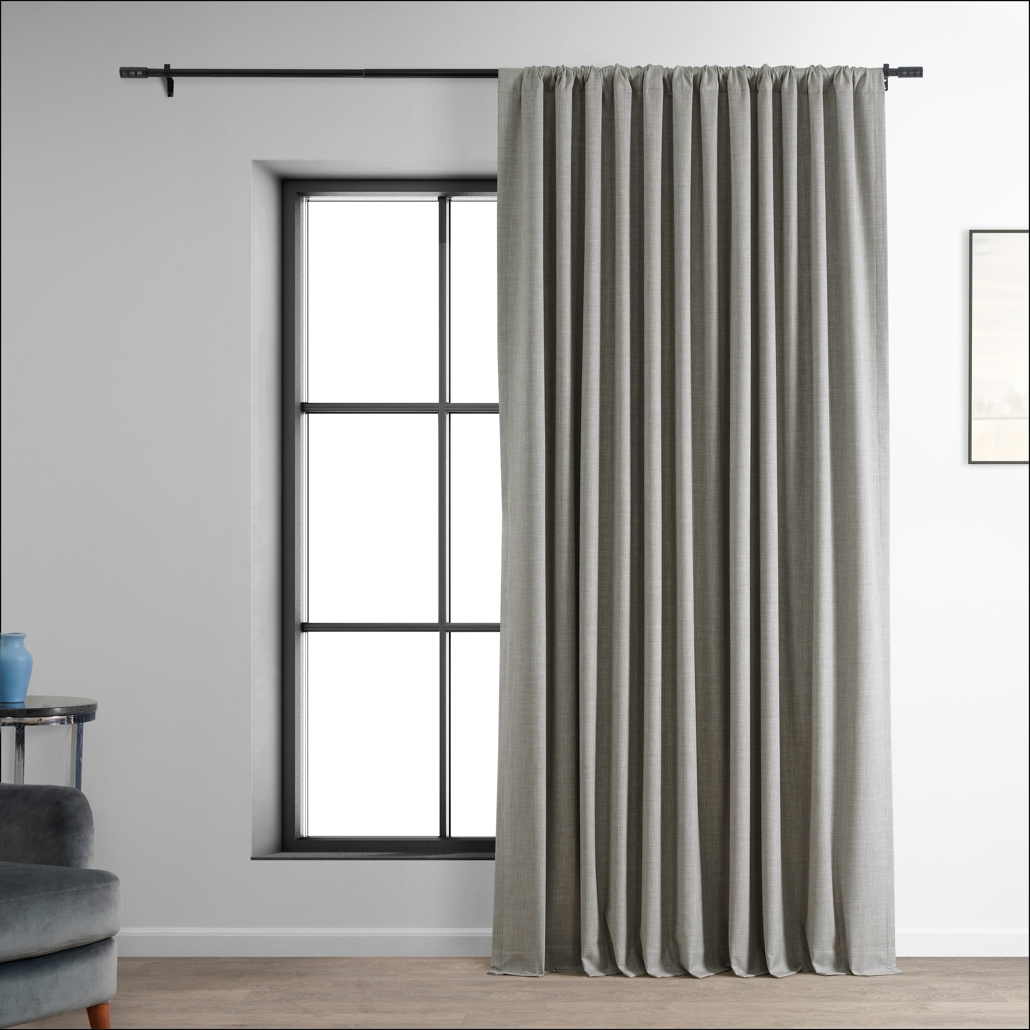 Exclusive Fabrics Extra Wide Performance Linen Blackout Curtains (1 Panel) Thermal Insulated Window Curtains