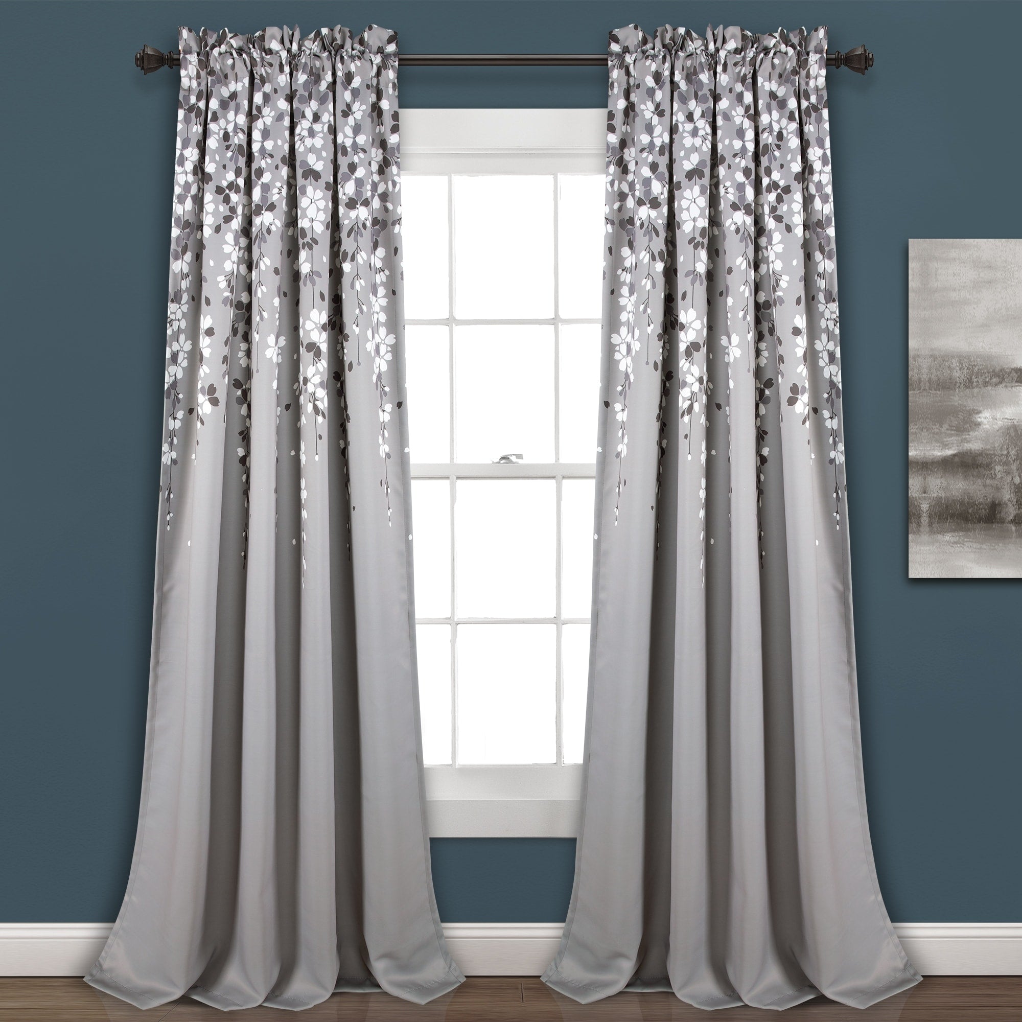 Lush Decor Weeping Flowers Room Darkening Curtain Panel Pair