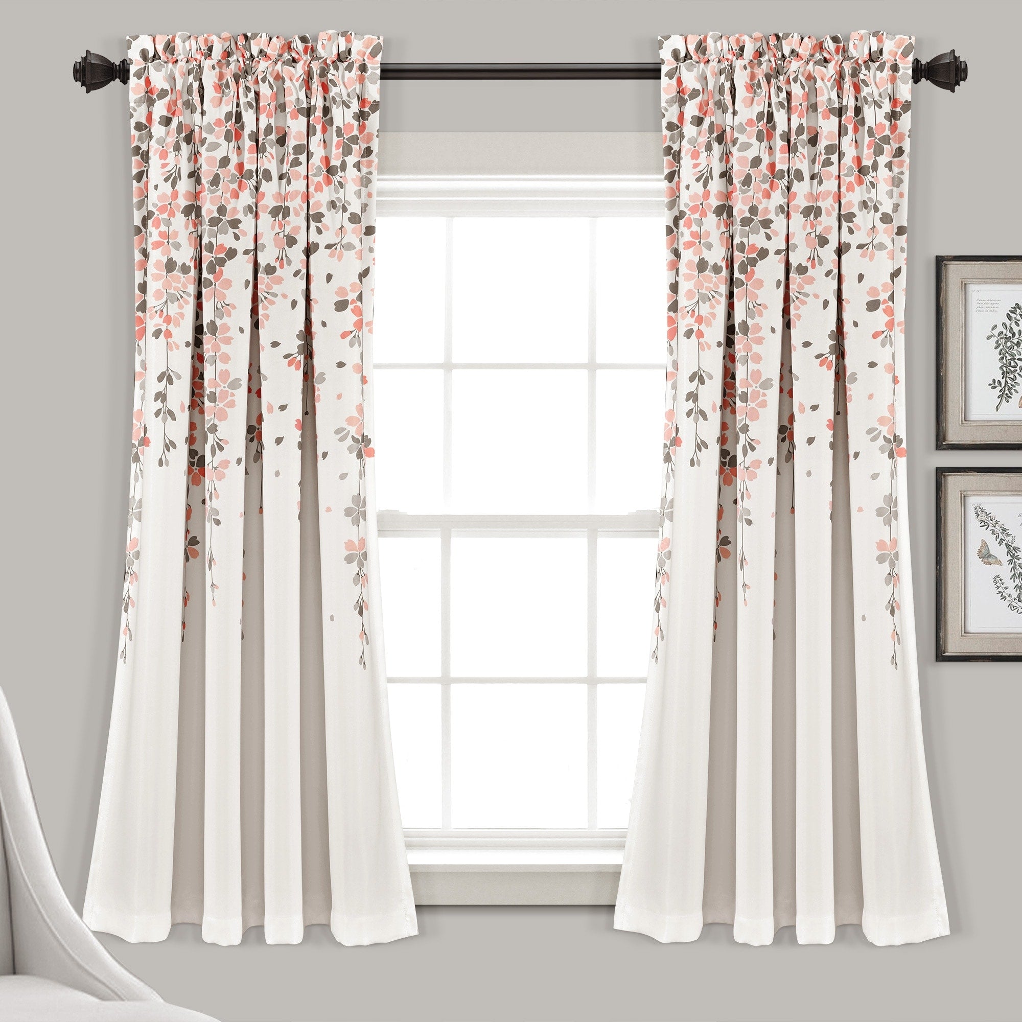 Lush Decor Weeping Flowers Room Darkening Curtain Panel Pair