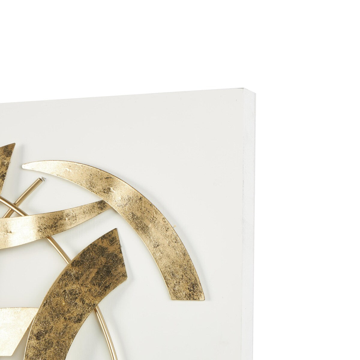 Metal Abstract Metallic Curved Rod Home Wall Decor with White Wood Backing - Gold - Roche River Decor