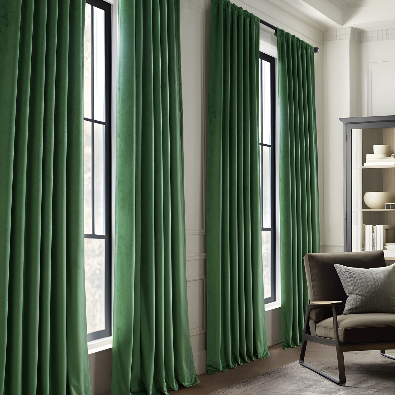 Exclusive Fabrics Simply Velvet Room Darkening Curtains 2 Panels Set - Velvet Window Curtains for Living Room & Bedroom