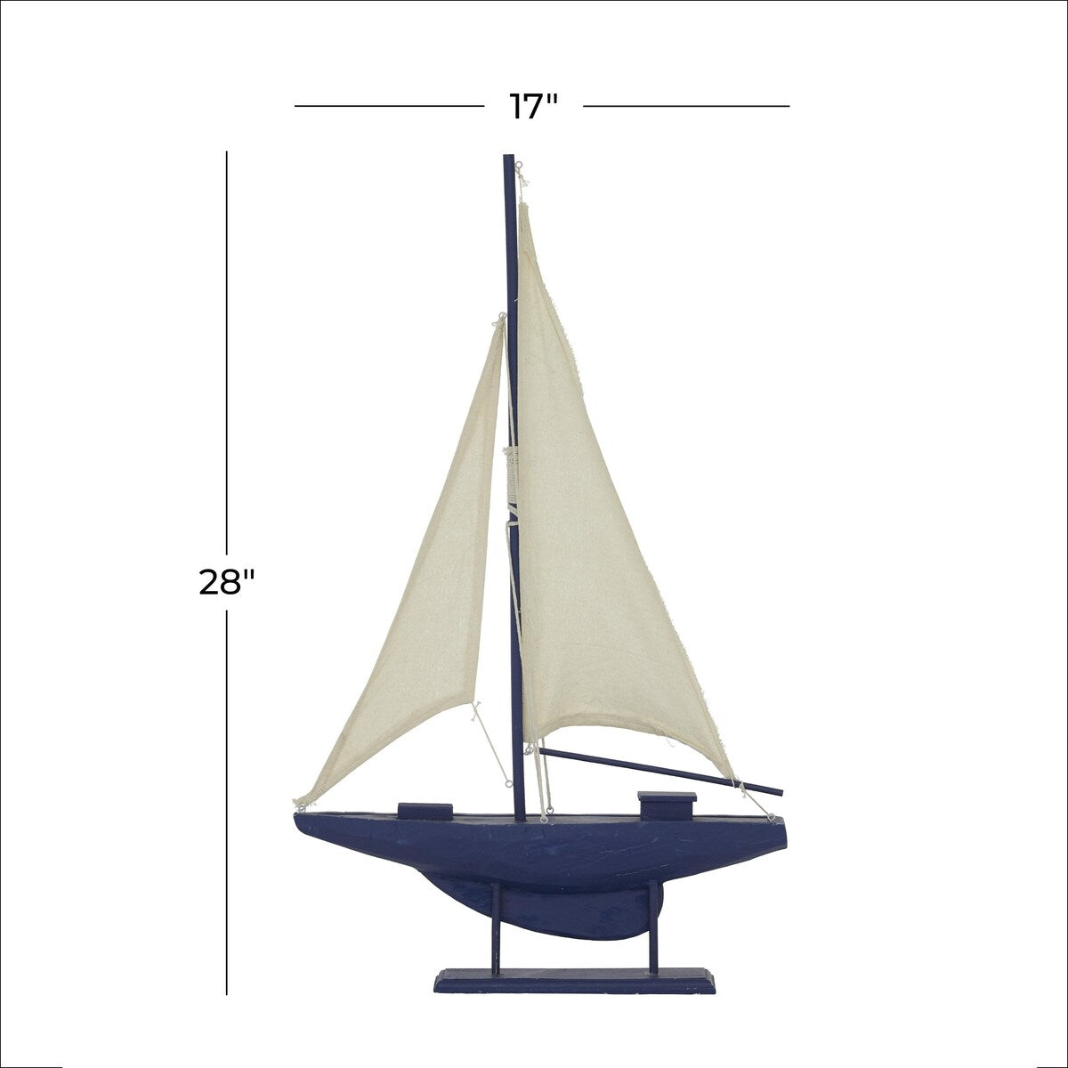 Wood Sail Boat Decorative Sculpture with Lifelike Rigging - Dark Blue - Roche River Decor