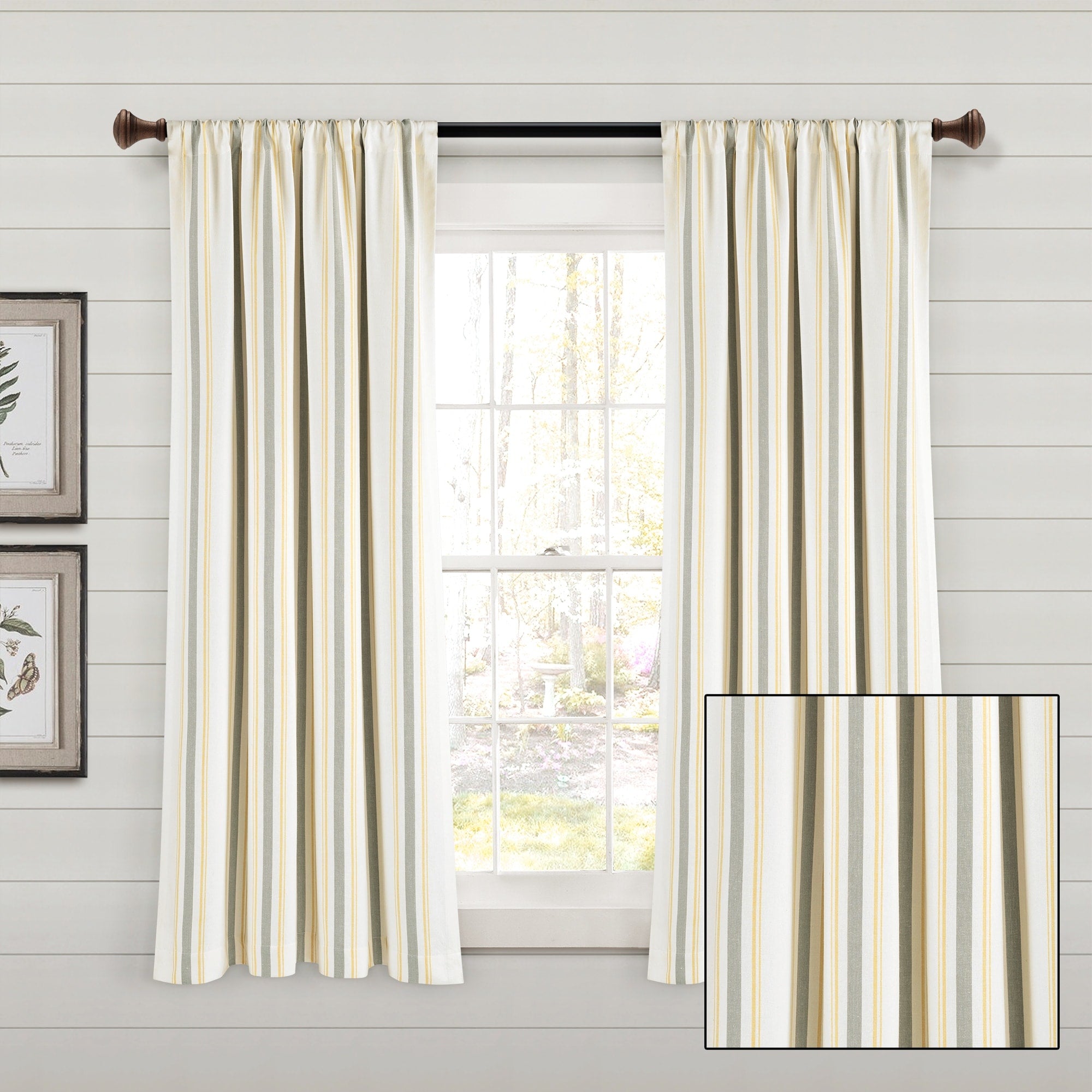 Lush Decor Farmhouse Stripe Yarn Dyed Cotton Window Curtain Panel Pair