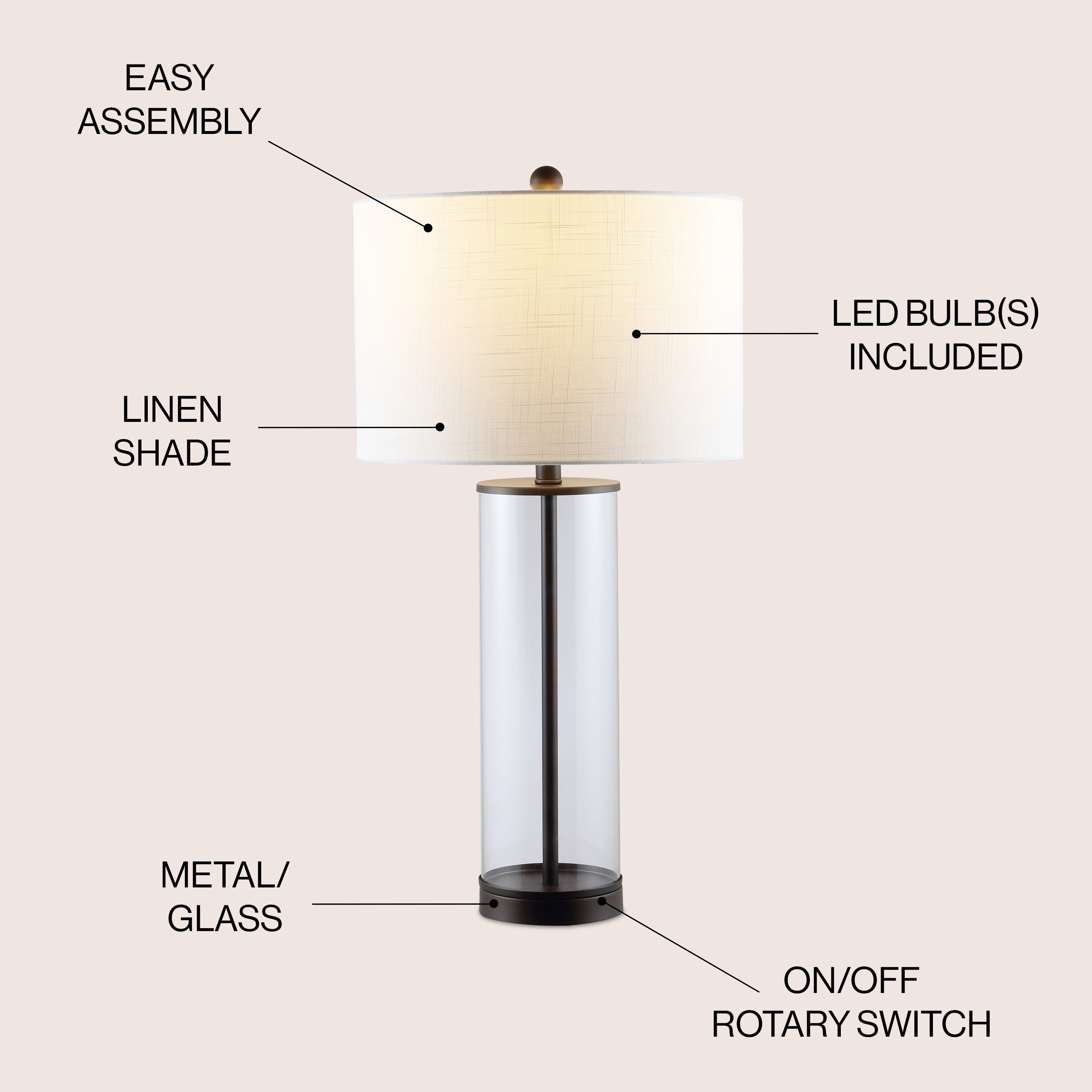 Parish 29 Glass LED Table Lamp, Clear/Chrome by JONATHAN Y