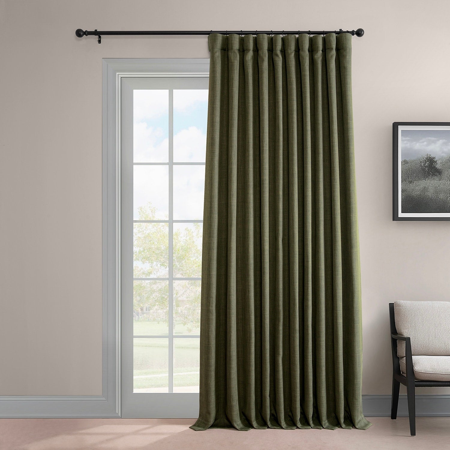 Exclusive Fabrics Faux Linen Extra Wide Room Darkening Curtains (1 Panel)