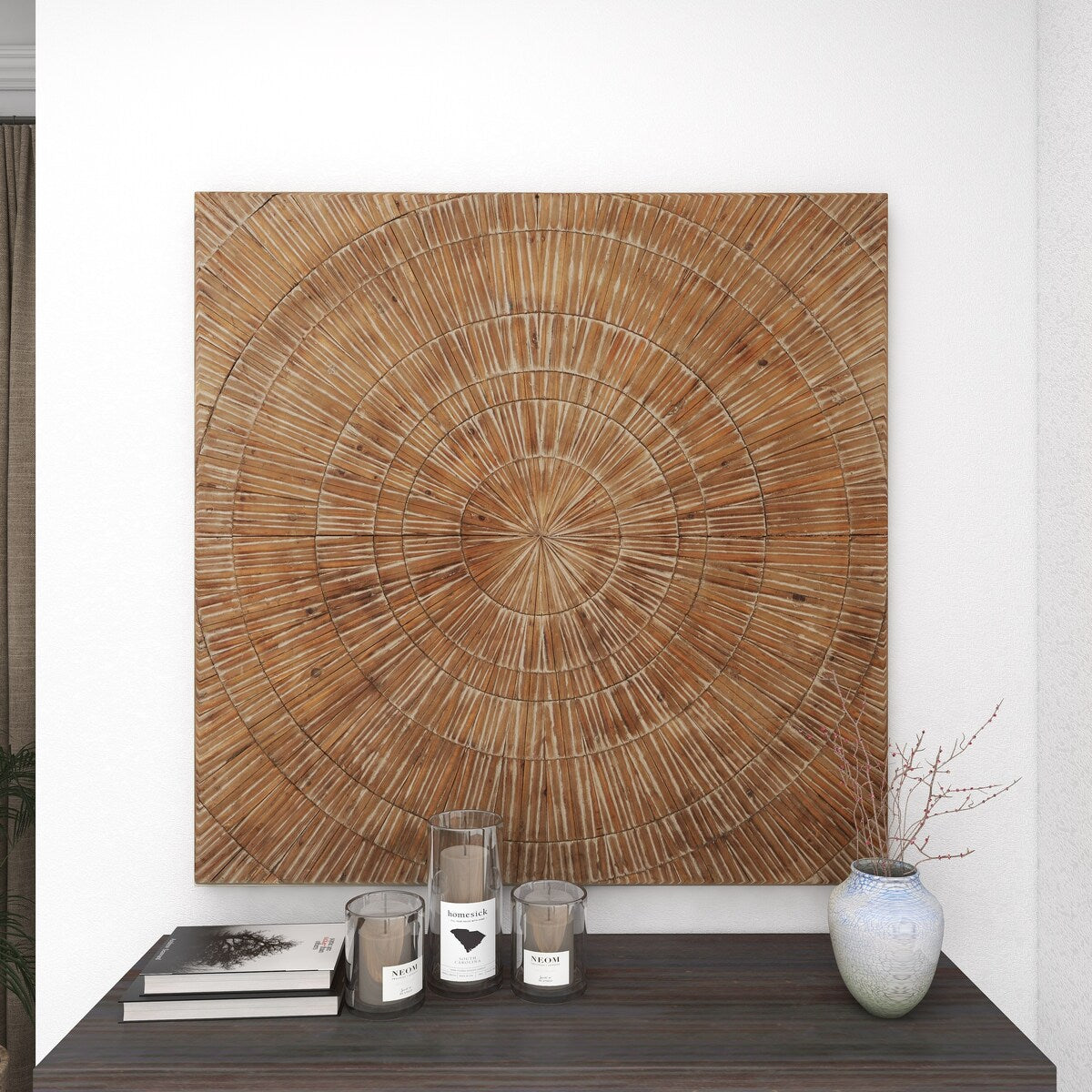 Wood Starburst Handmade Carved Radial Home Wall Decor - Brown - Roche River Decor