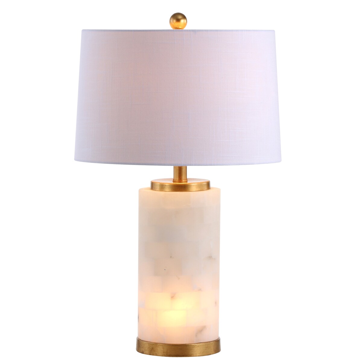 Versailles 25.5 Alabaster LED Table Lamp, White/Gold Leaf by JONATHAN Y