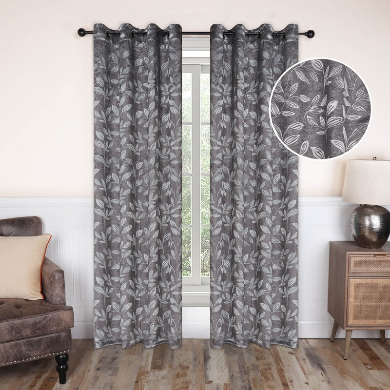 Superior Modern Bohemian Leaves Room Darkening Blackout Curtains, Rod Pocket or Grommets, Set of 2