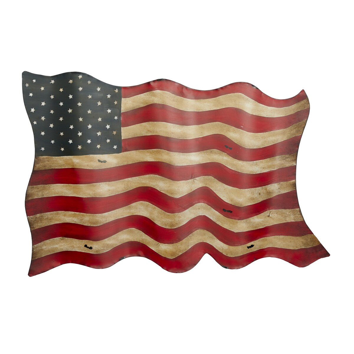 Metal American Flag Indoor Outdoor Home Wall Decor - Red - Roche River Decor