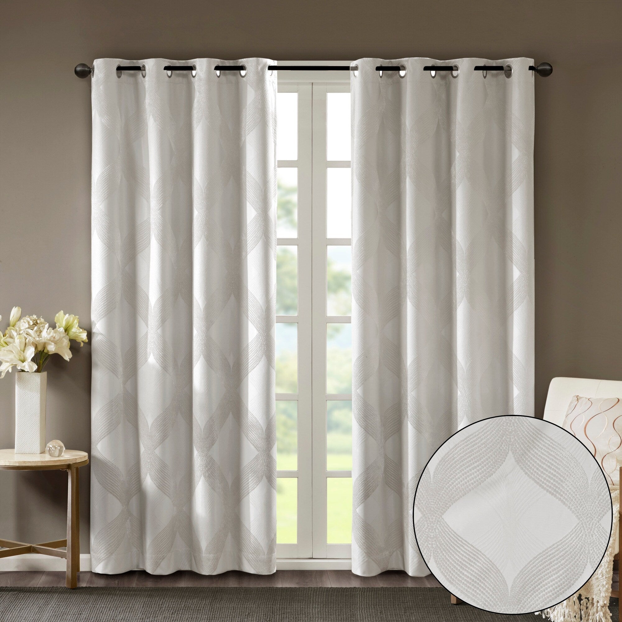 SunSmart Abel Ogee Knitted Jacquard Total Blackout Curtain Panel