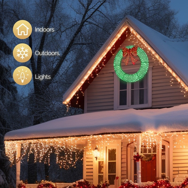 Pre-Lit Outdoor Christmas Wreath Decoration