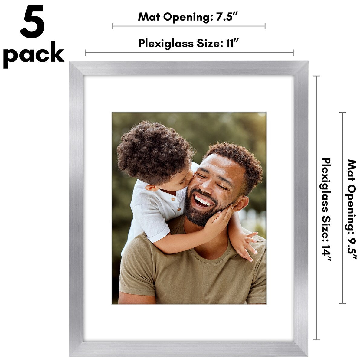 Americanflat 5 Pack of Picture Frames with Mat - Plexiglass Cover