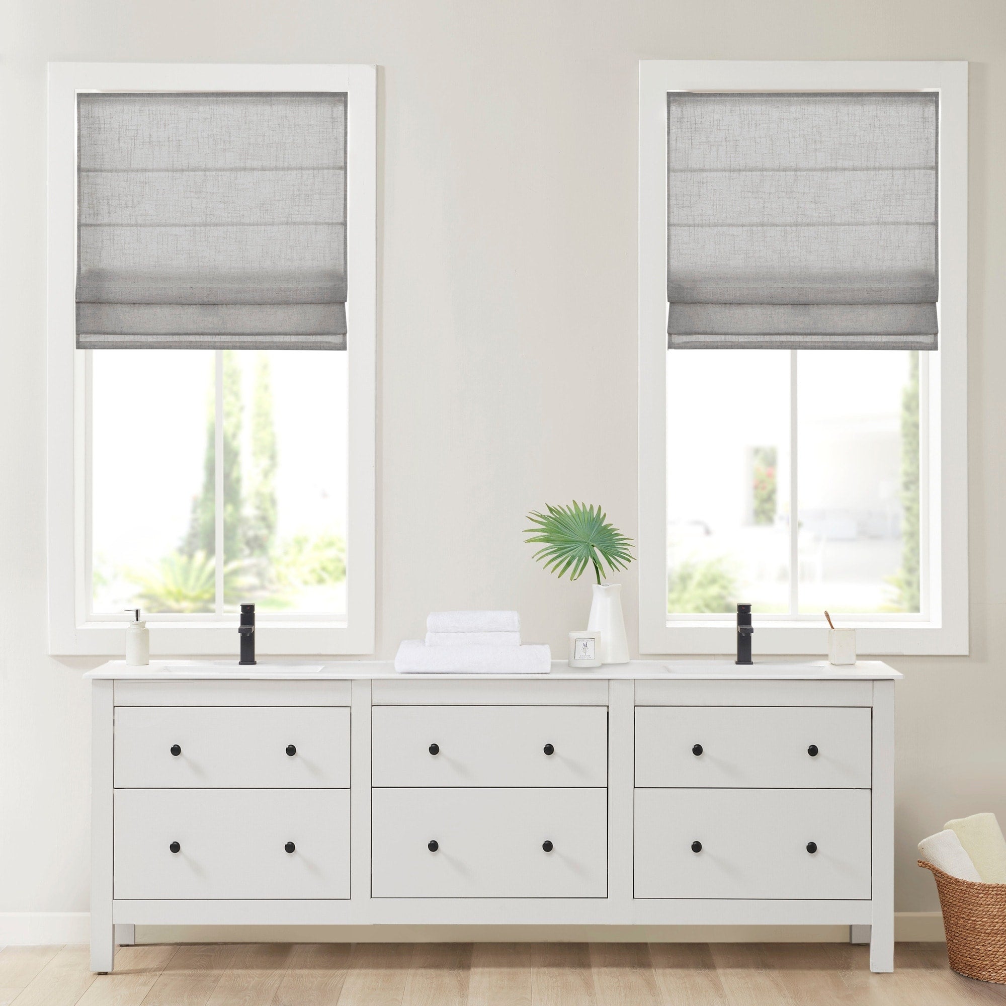 Madison Park Suvi Linen Blend Light Filtering Cordless Roman Shade