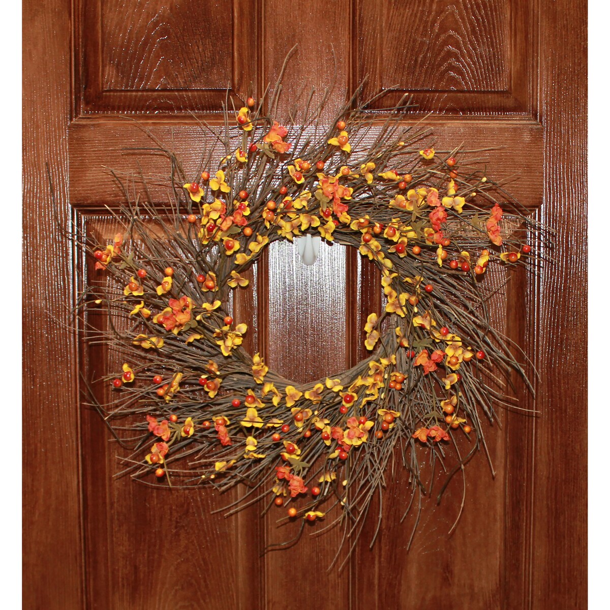 21 Fall Wreath with Artificial Bittersweet On Wild Natural Twigs - 21