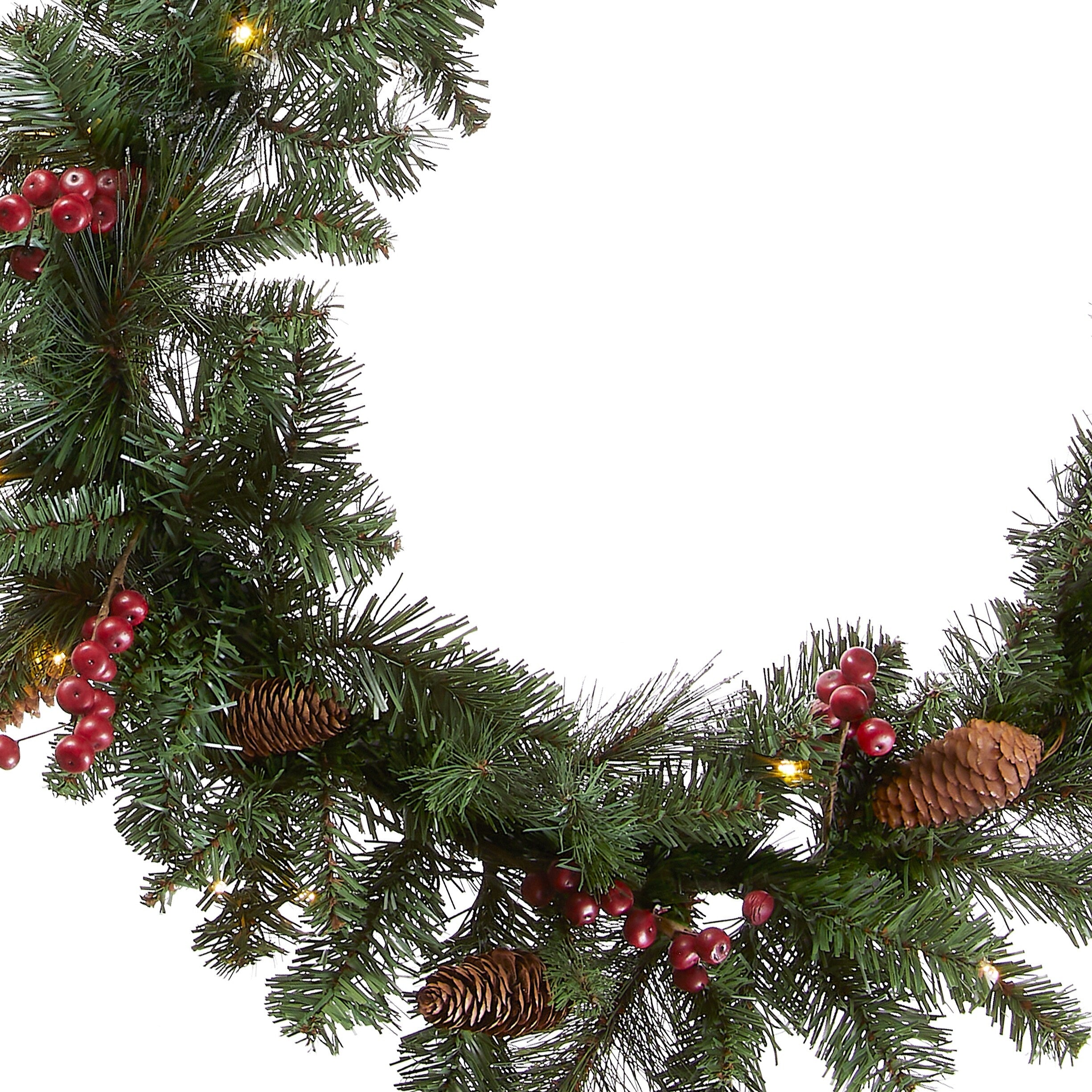 National Tree 9' Pre-lit Spruce Garland with Cones and Berries