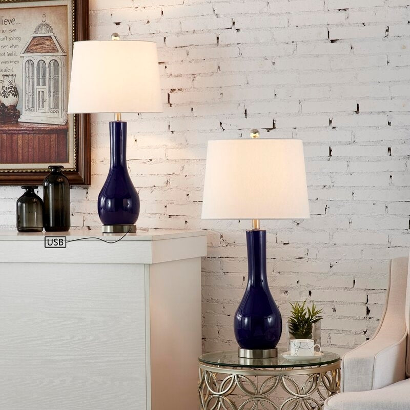 28.5 Ceramic Table Lamp Set with USB (Set of 2)