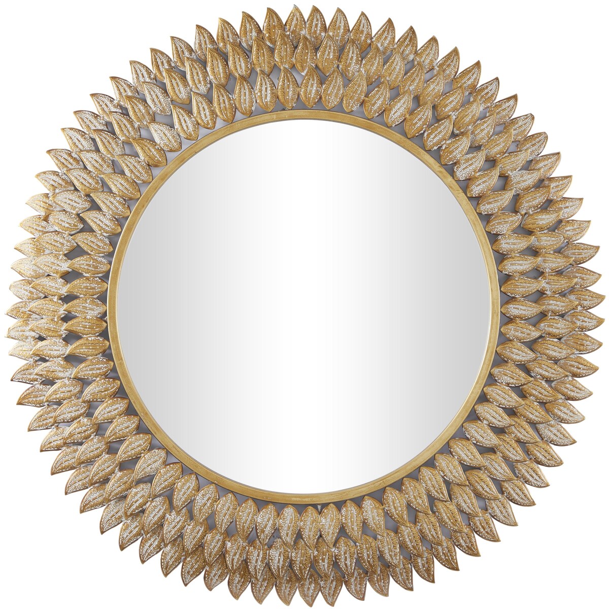 Metal Leaf Radial Room Wall Mirror - Gold - Roche River Decor