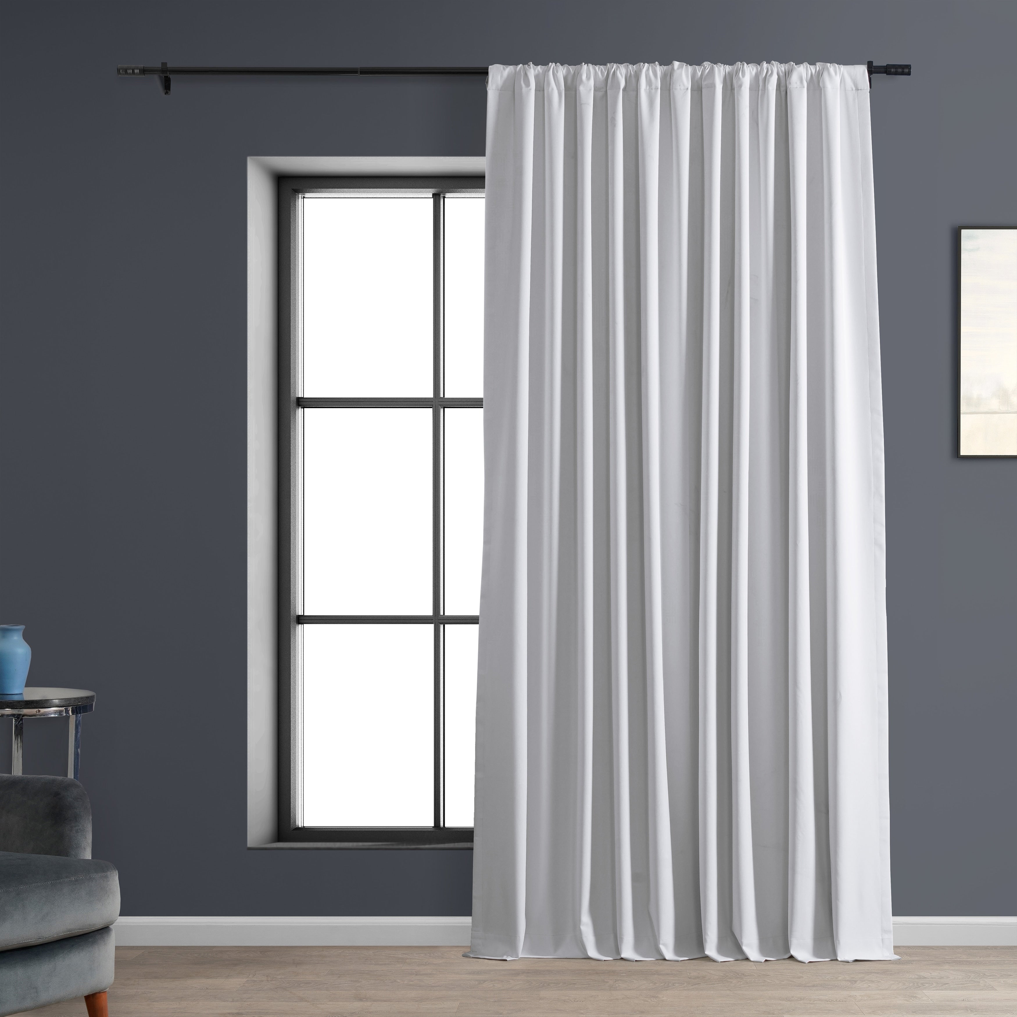 Exclusive Fabrics Extra Wide Performance Linen Blackout Curtains (1 Panel) Thermal Insulated Window Curtains