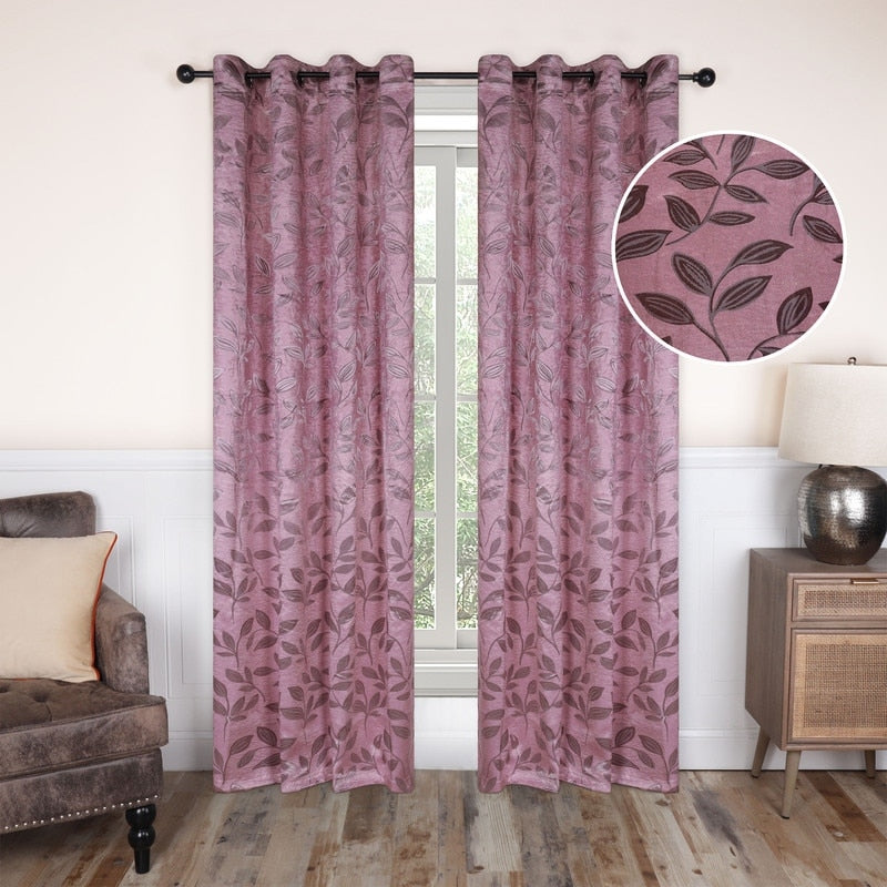 Superior Modern Bohemian Leaves Room Darkening Blackout Curtains, Rod Pocket or Grommets, Set of 2