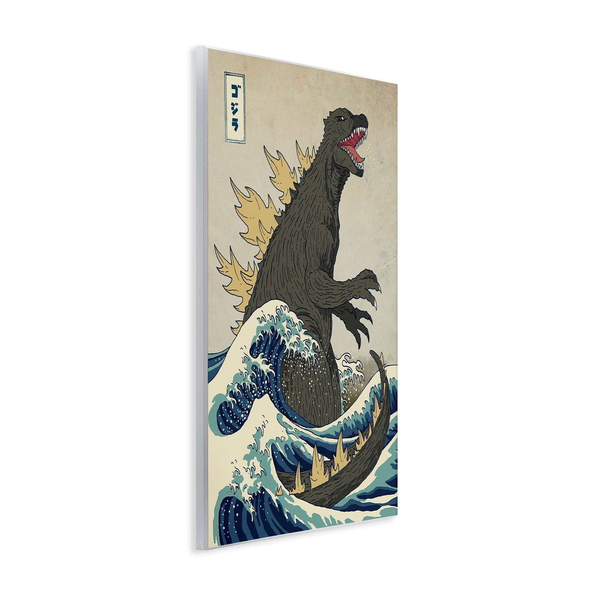 Stupell Godzilla in the Waves Eastern Poster Style Wood Wall Art, 10x15, Proudly Made in USA - Multi-color