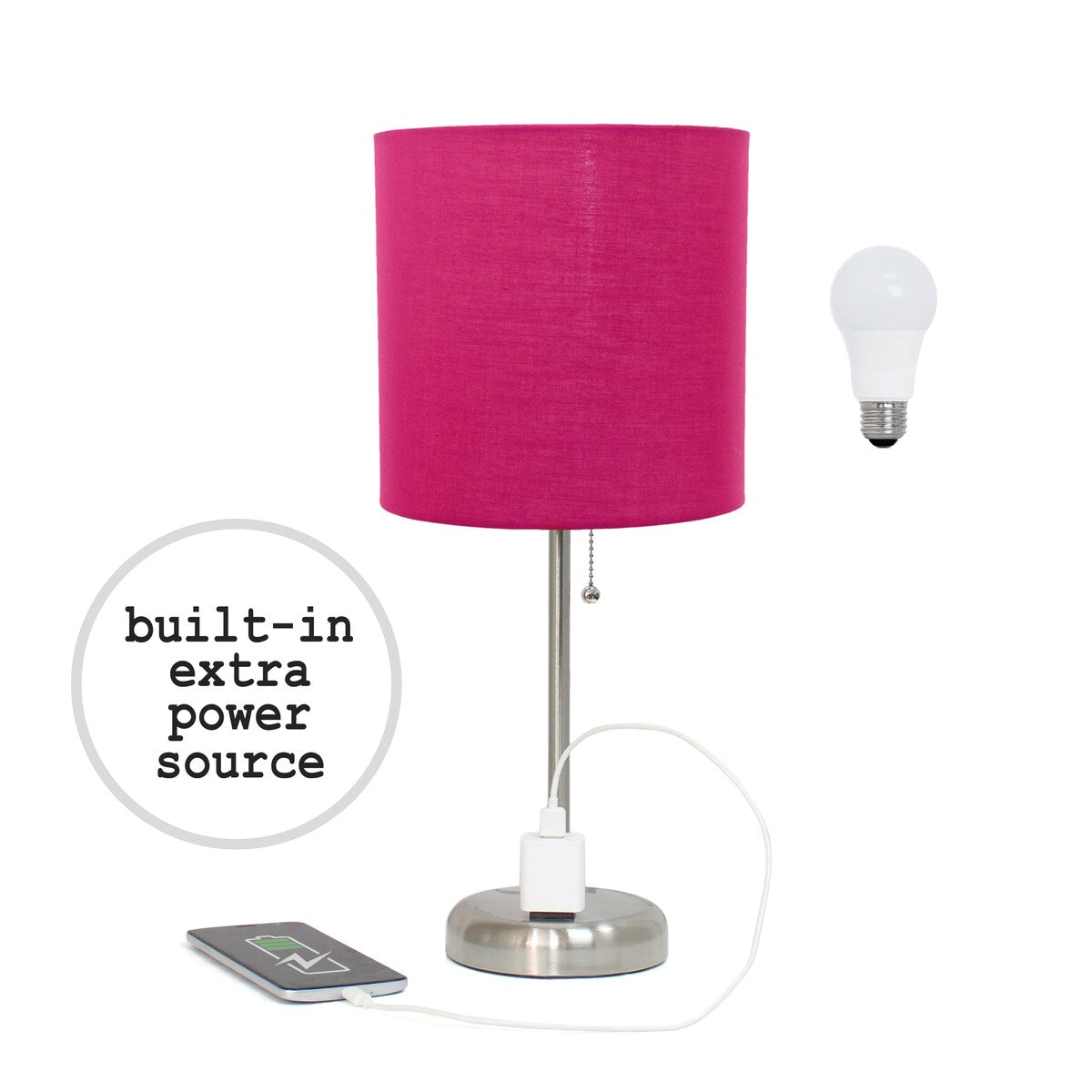 Simple Designs 9.5 Desk Lamp with Charging Outlet and LED Bulb Included - 19.50