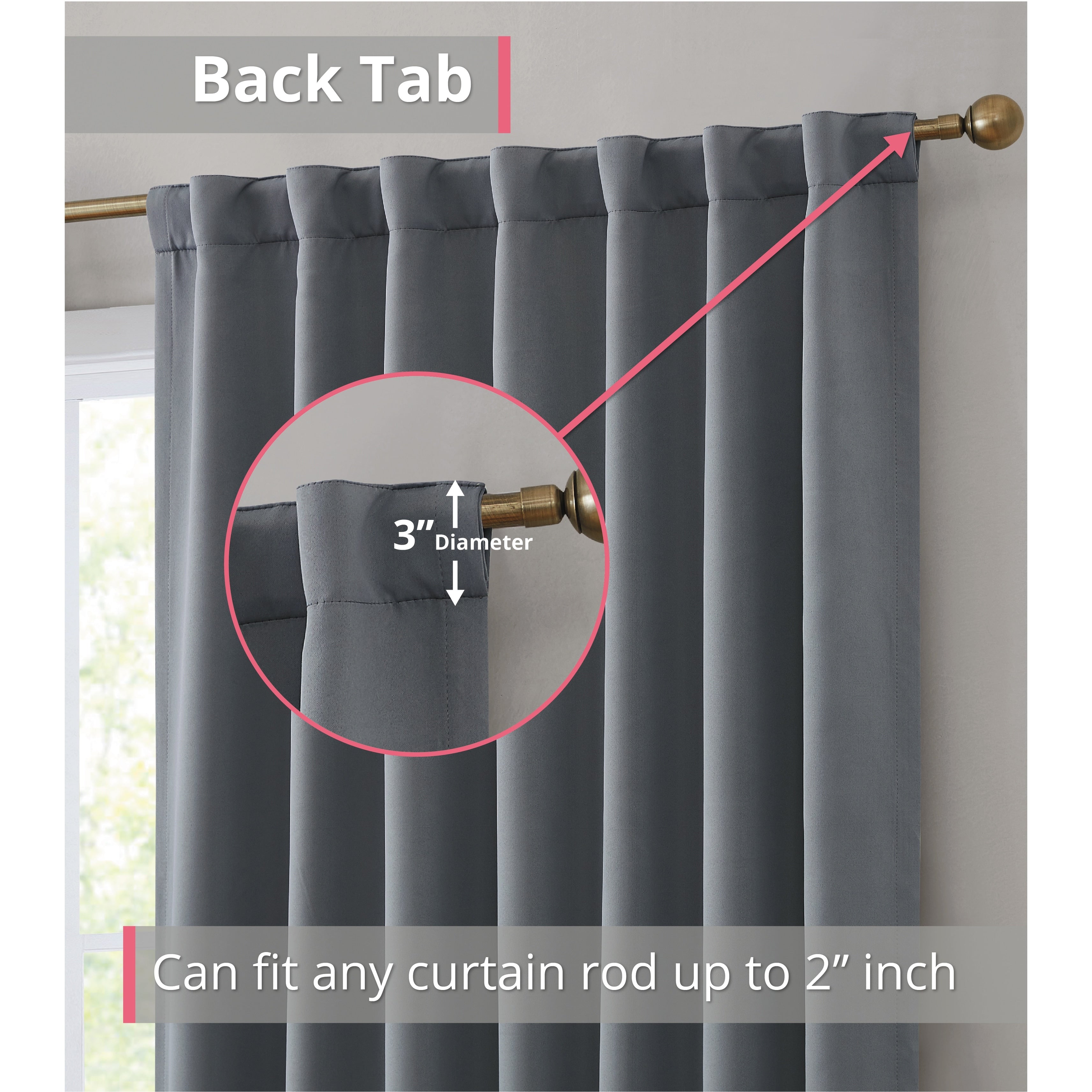 HLC.me Hamilton 100% Complete Blackout Lined Heavy Thermal Insulated Window Curtain Rod Pocket Back Tab Panels, 2 Panels