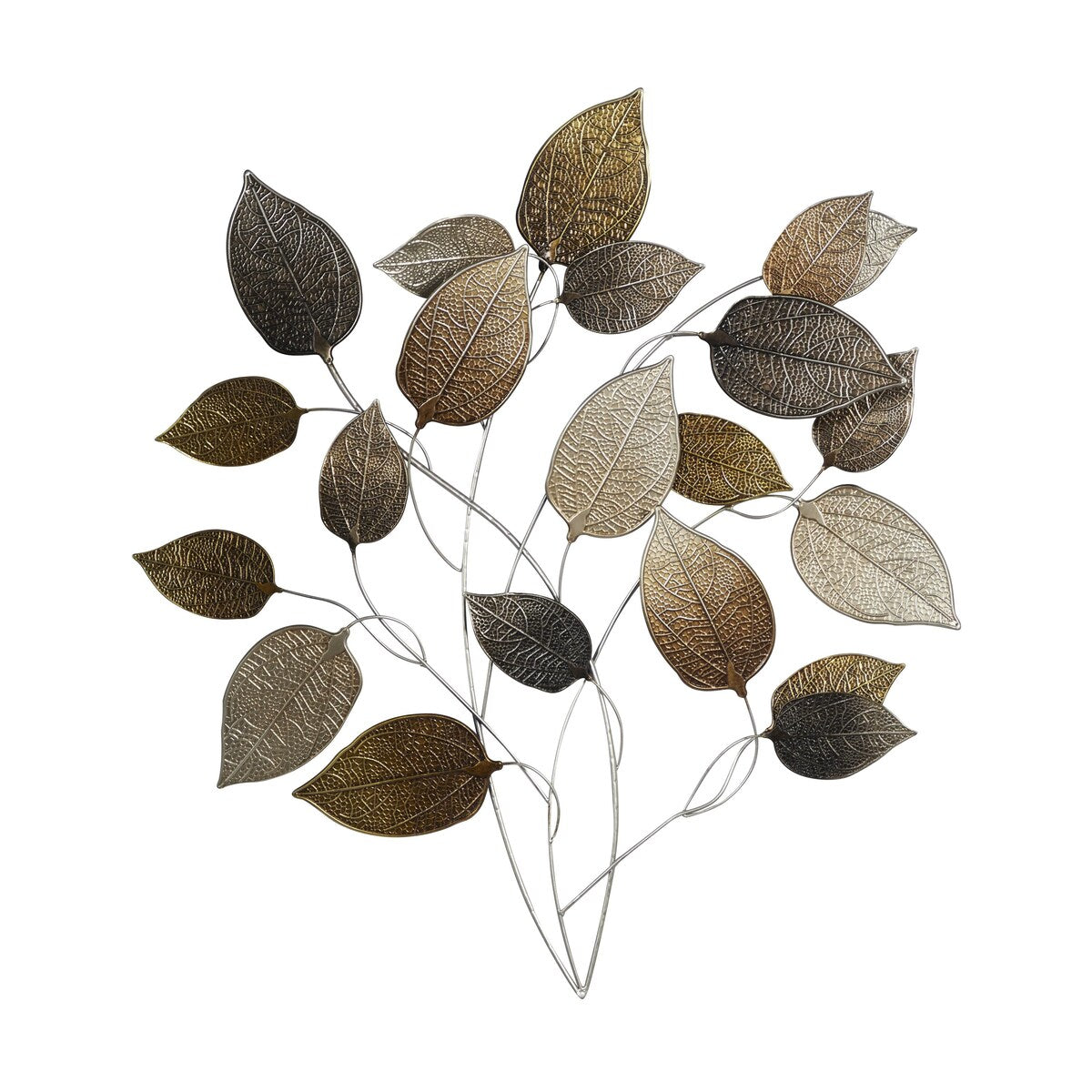 Metal Leaf Textured Home Wall Decor with Multiple Shades - Bronze - Roche River Decor