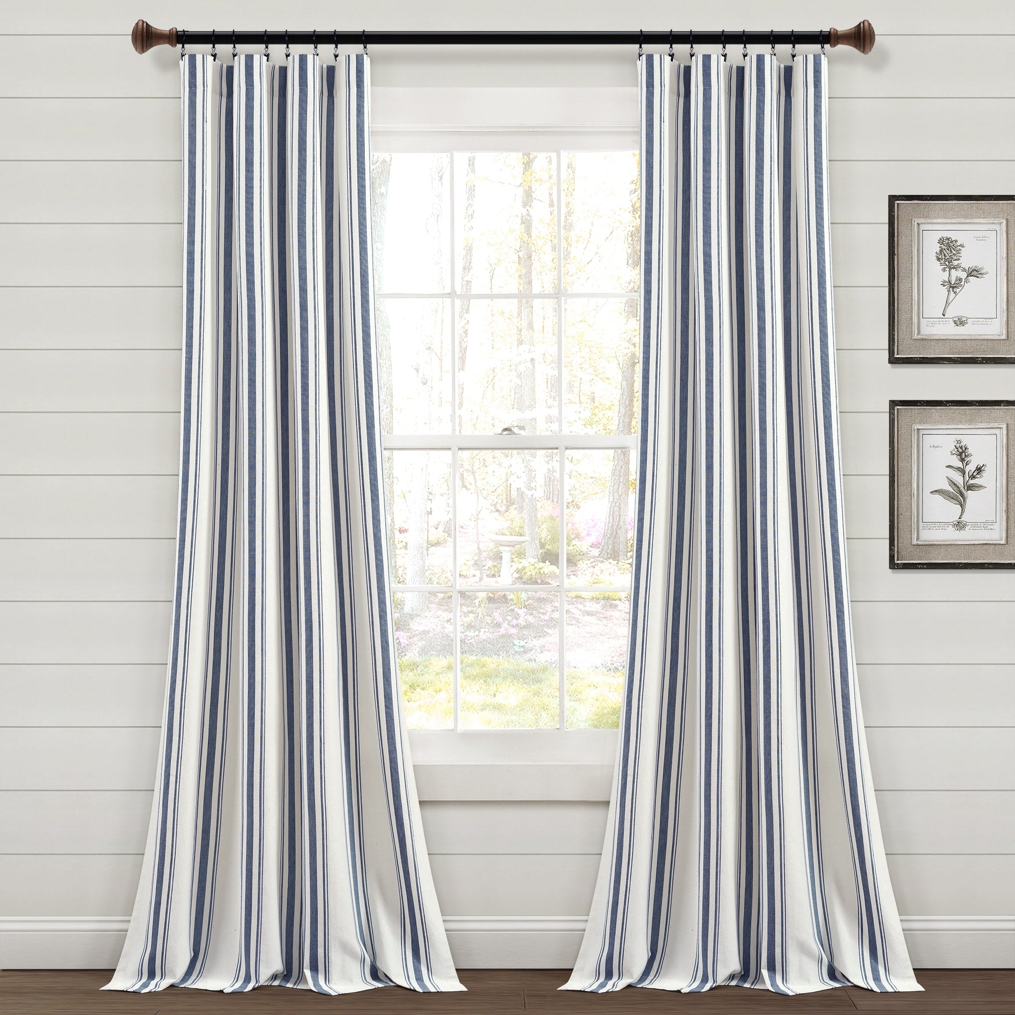 Lush Decor Farmhouse Stripe Yarn Dyed Cotton Window Curtain Panel Pair