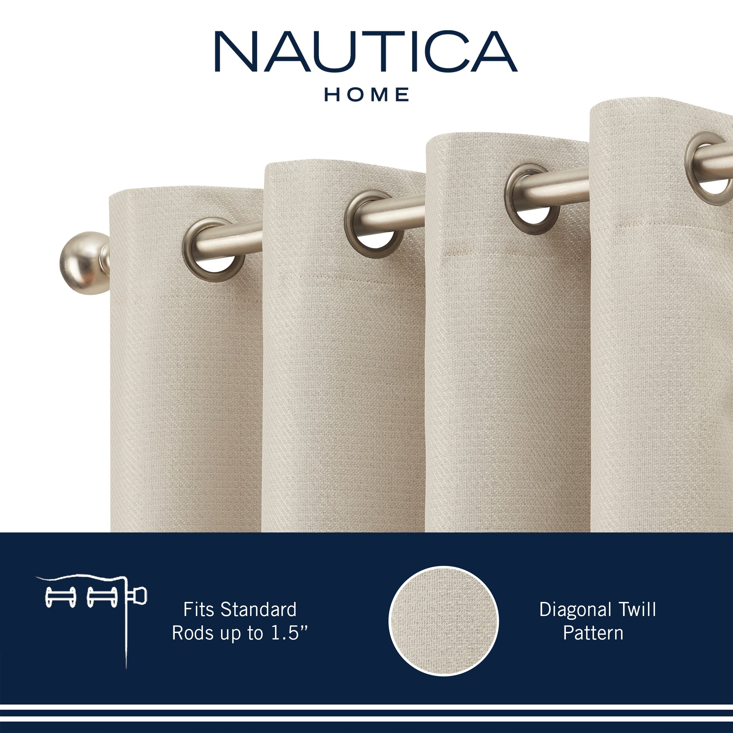 Nautica Providence Ultimate Blackout Extra Wide Curtains (Set of 2)