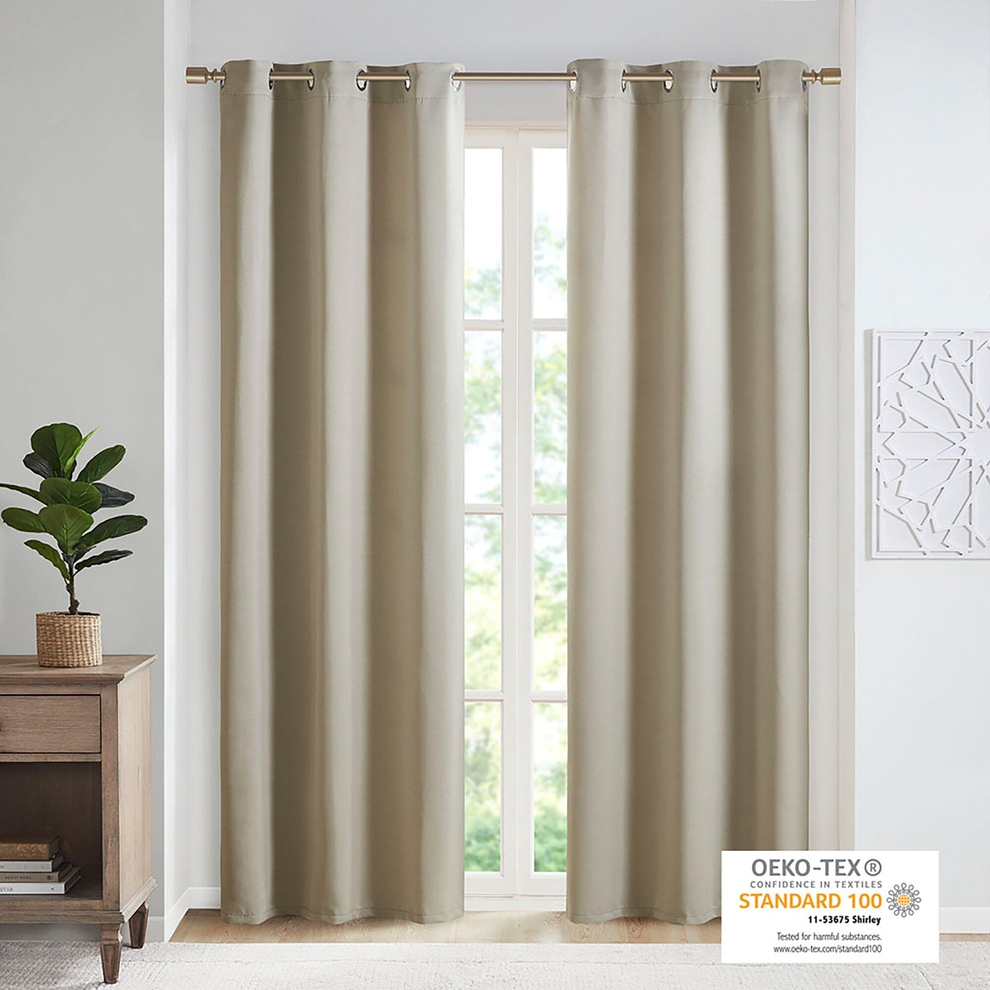 SunSmart Brent Solid Blackout Triple Weave Grommet Top Curtain Panel Pair