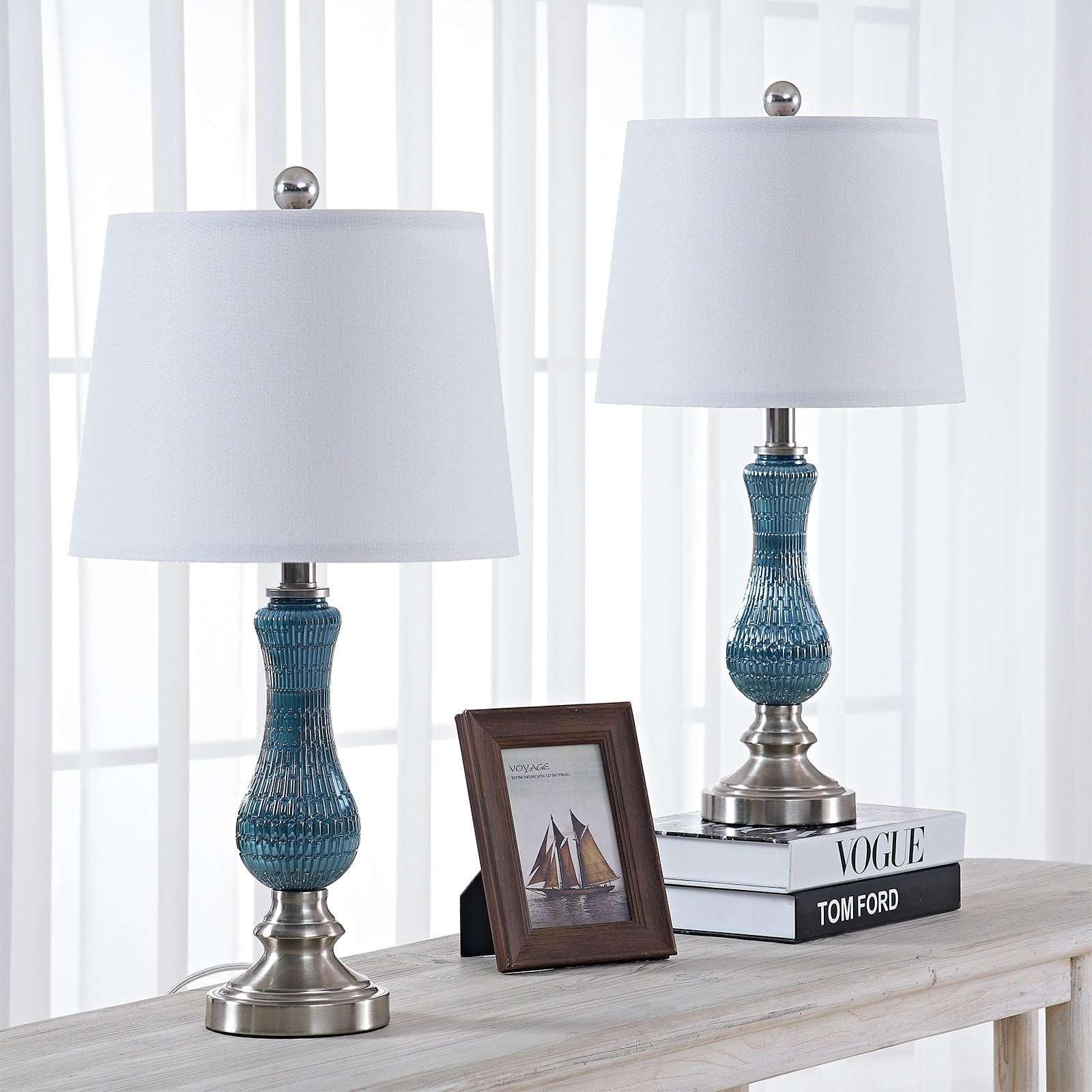 23 Light Blue Glass Table Lamp Set (Set of 2)