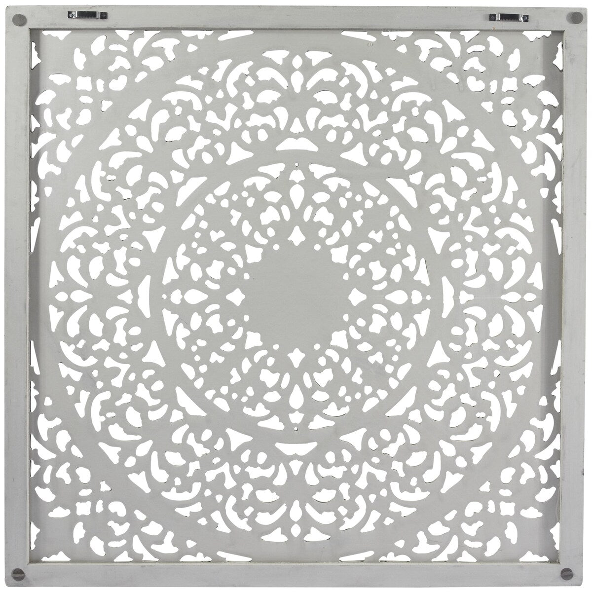 Wooden Floral Handmade Carved Scroll Mandala Home Wall Decor with Brown Distressing - Gray - Roche River Decor