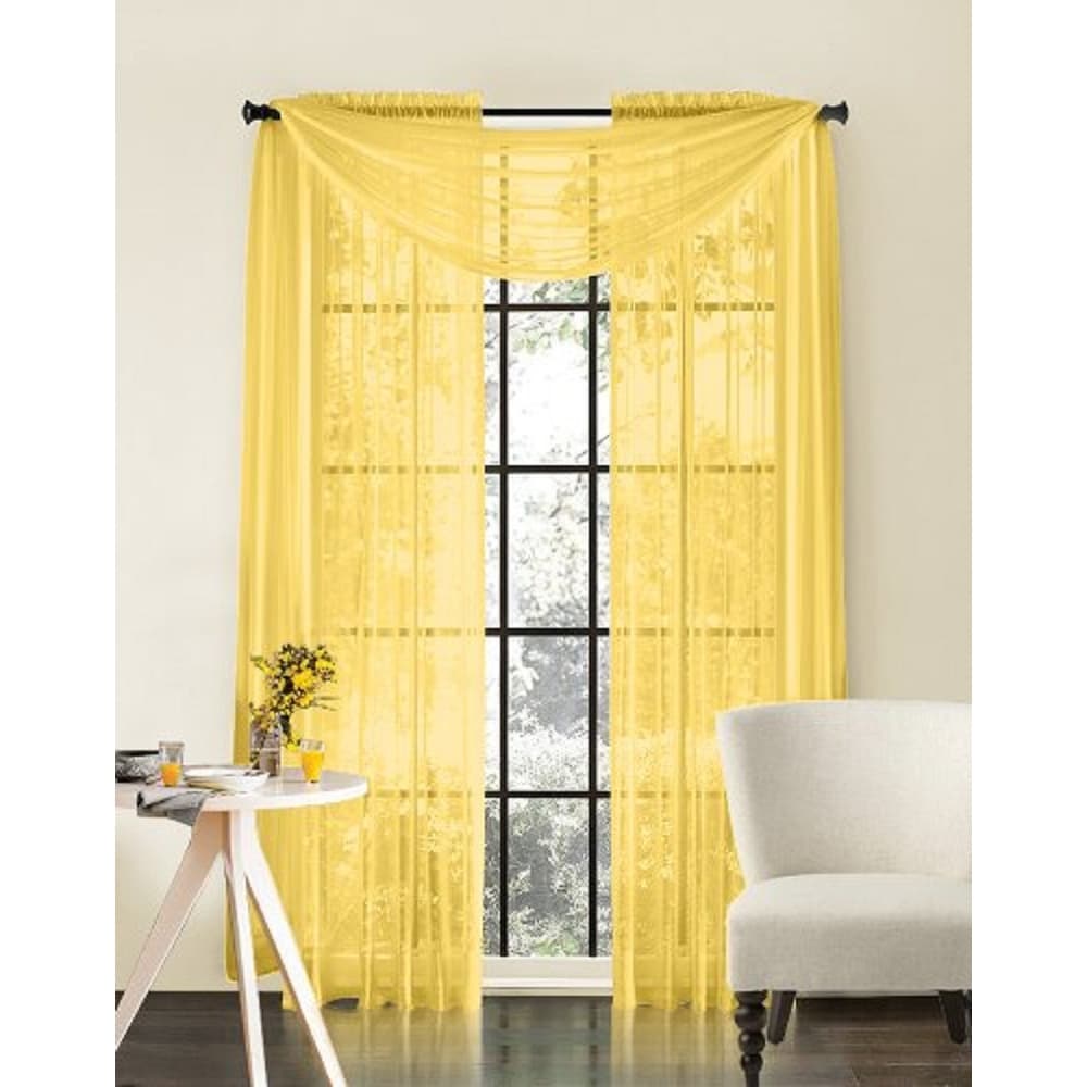 HLC.me Sheer Voile Window Treatment Rod Pocket Curtain Panels for Bedroom, Living Room, Kitchen - Set of 2 panels