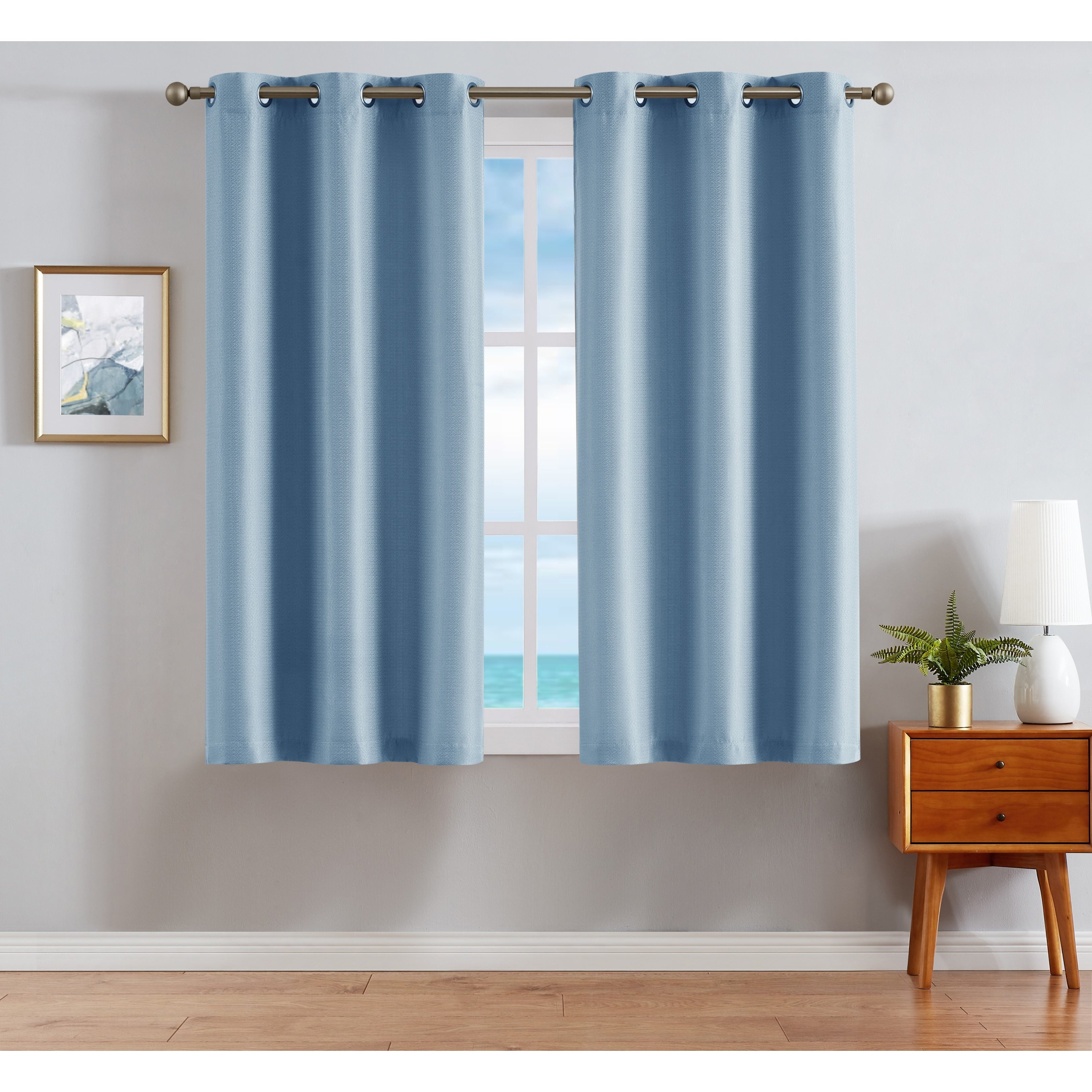 Nautica Milton Thermal Woven Room Darkening Grommet Window Curtain Panel Pair