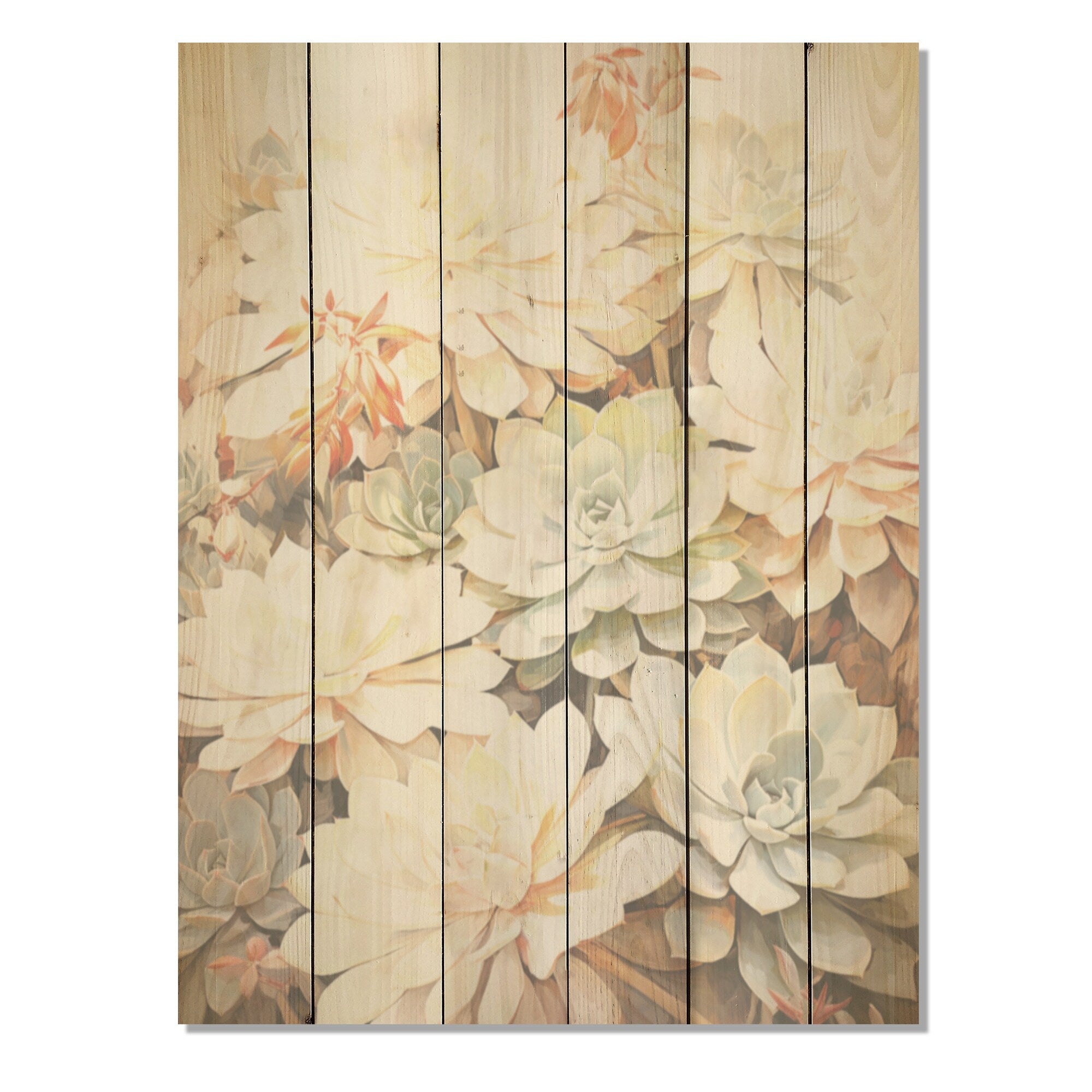 Designart Minimalism Beige Geraniums Geraniums Wood Wall Decor - Traditional Beige Wood Panel On Natural Pine Wood