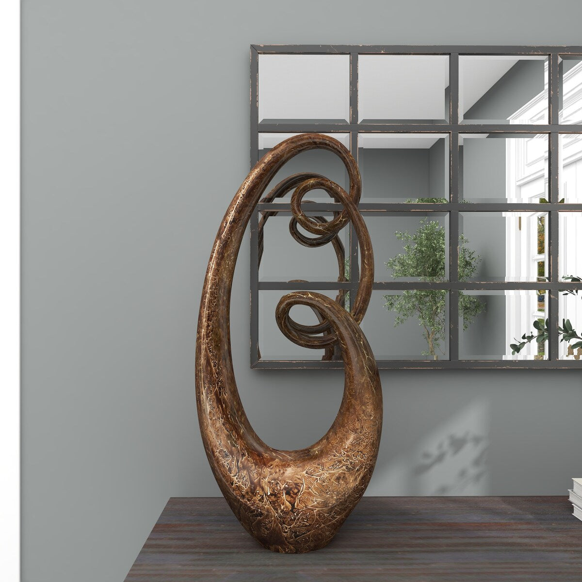 Polystone Abstract Swirl Decorative Sculpture - Brown - Roche River Decor