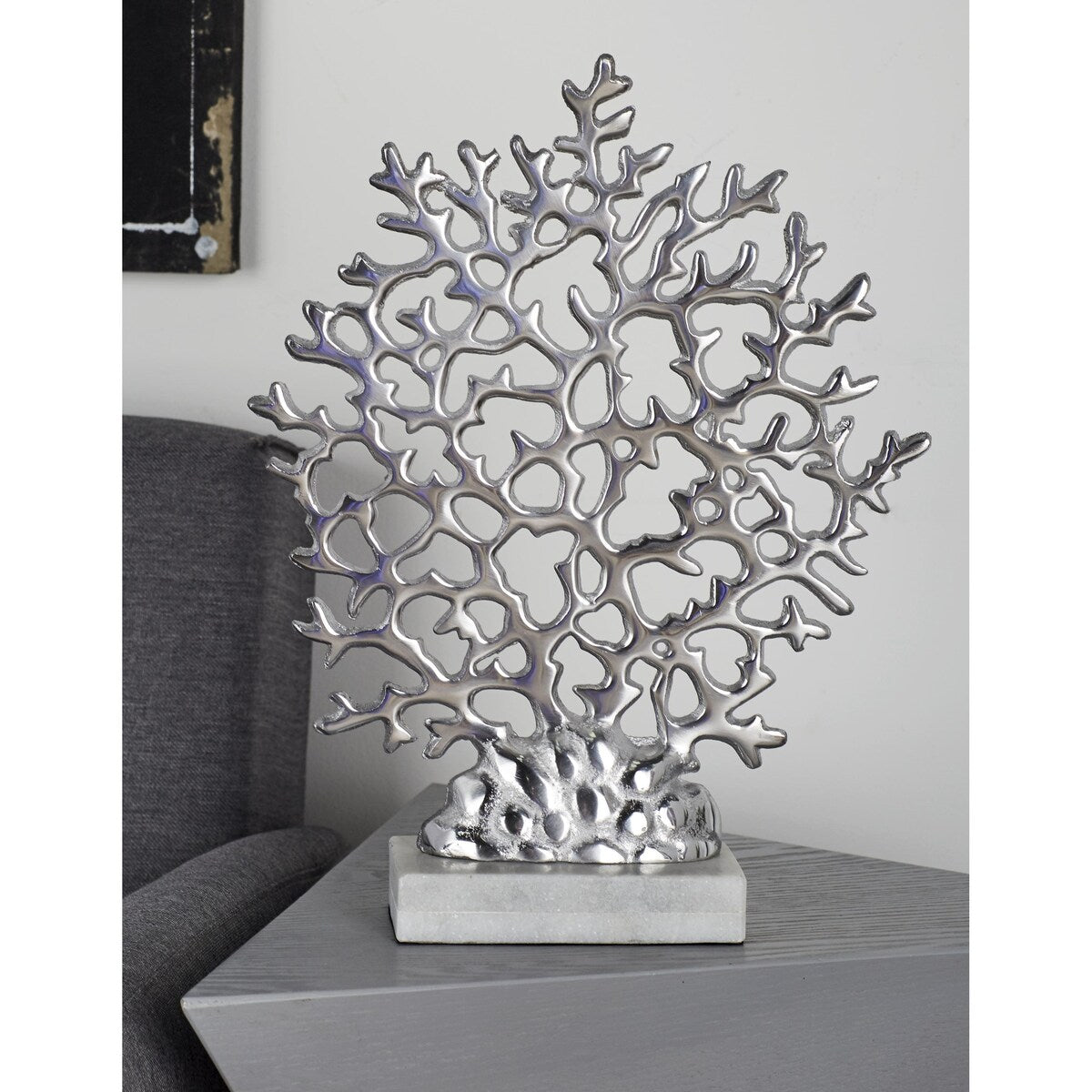 Marble Coral Decorative Sculpture - Silver - Roche River Decor